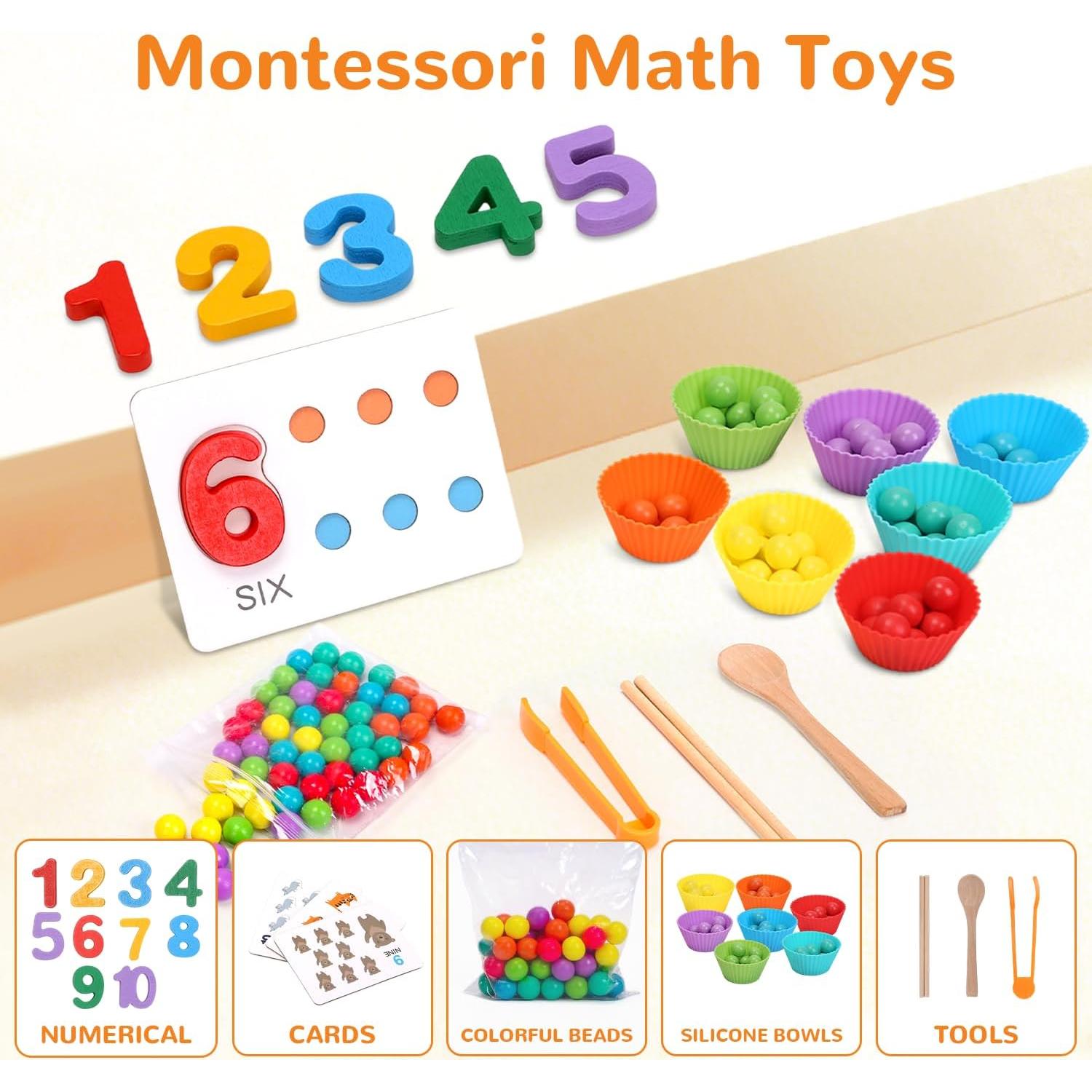 Juego de Matemáticas Montessori WRYBV con Cuentas y Palillos