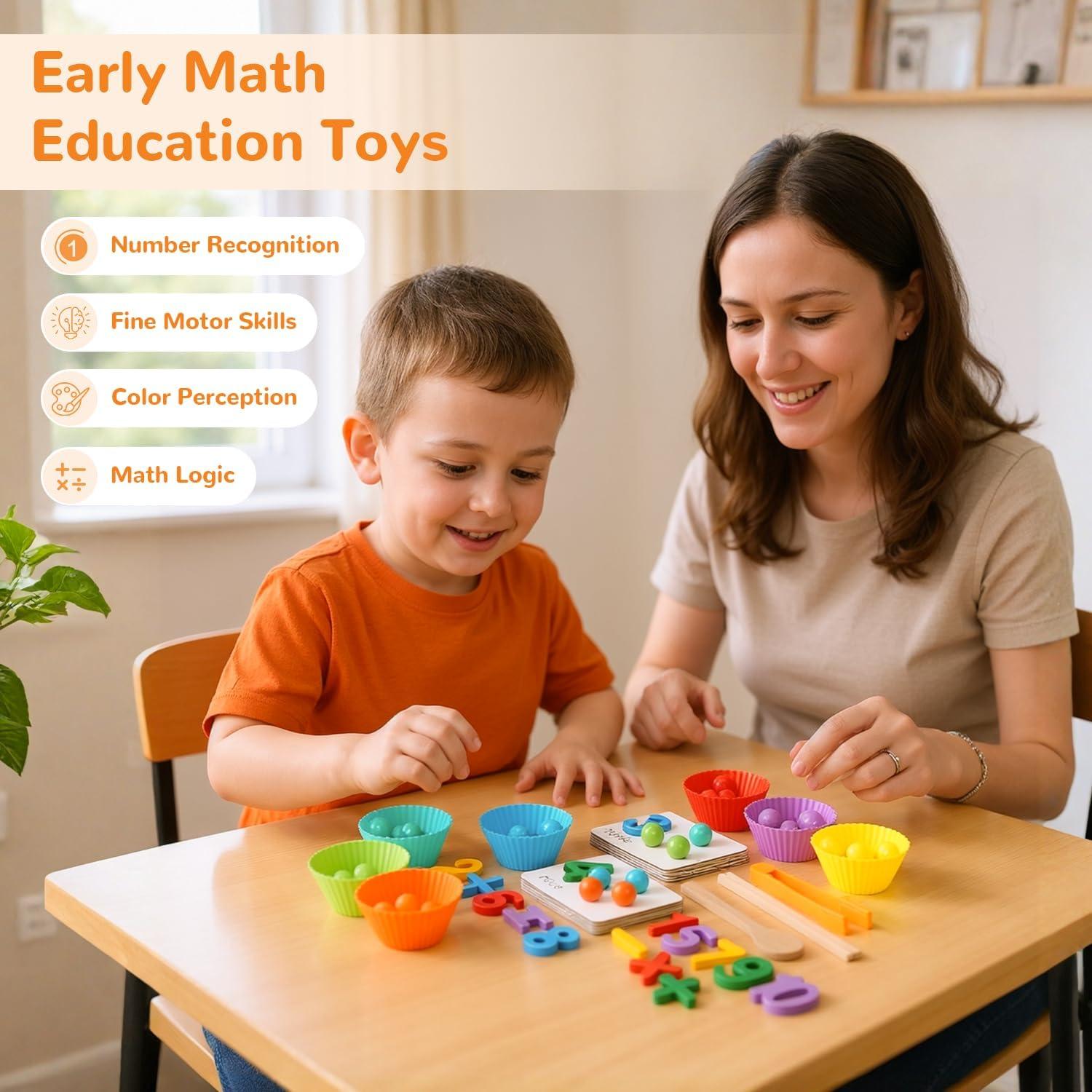 Juego de Matemáticas Montessori WRYBV con Cuentas y Palillos