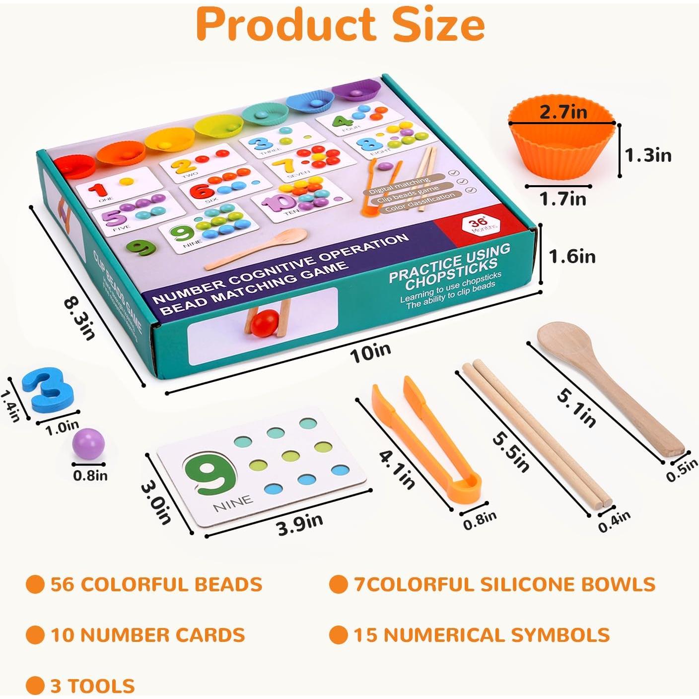 Juego de Matemáticas Montessori WRYBV con Cuentas y Palillos