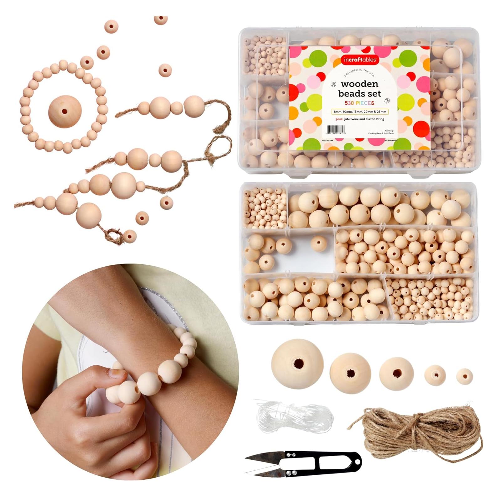 Perlas de Madera Incraftables 530 Piezas para Manualidades DIY