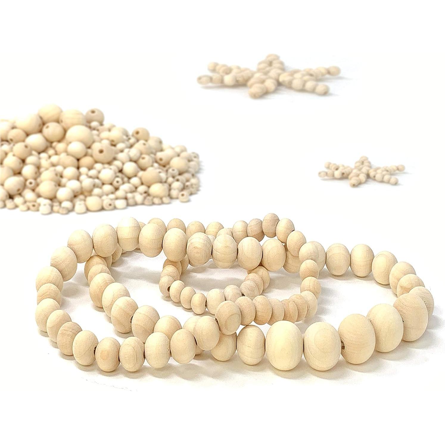 1000 Cuentas de Madera Natural Embellish - 7 Tamaños