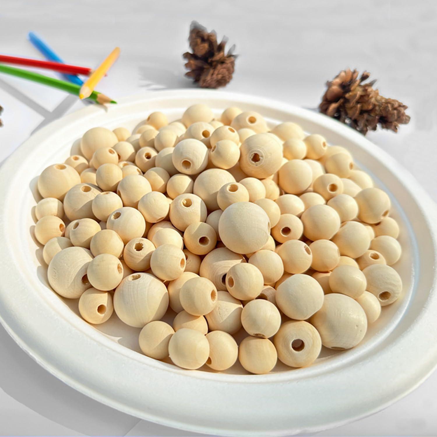 580 Cuentas de Madera Natural FXCROTG para Manualidades DIY