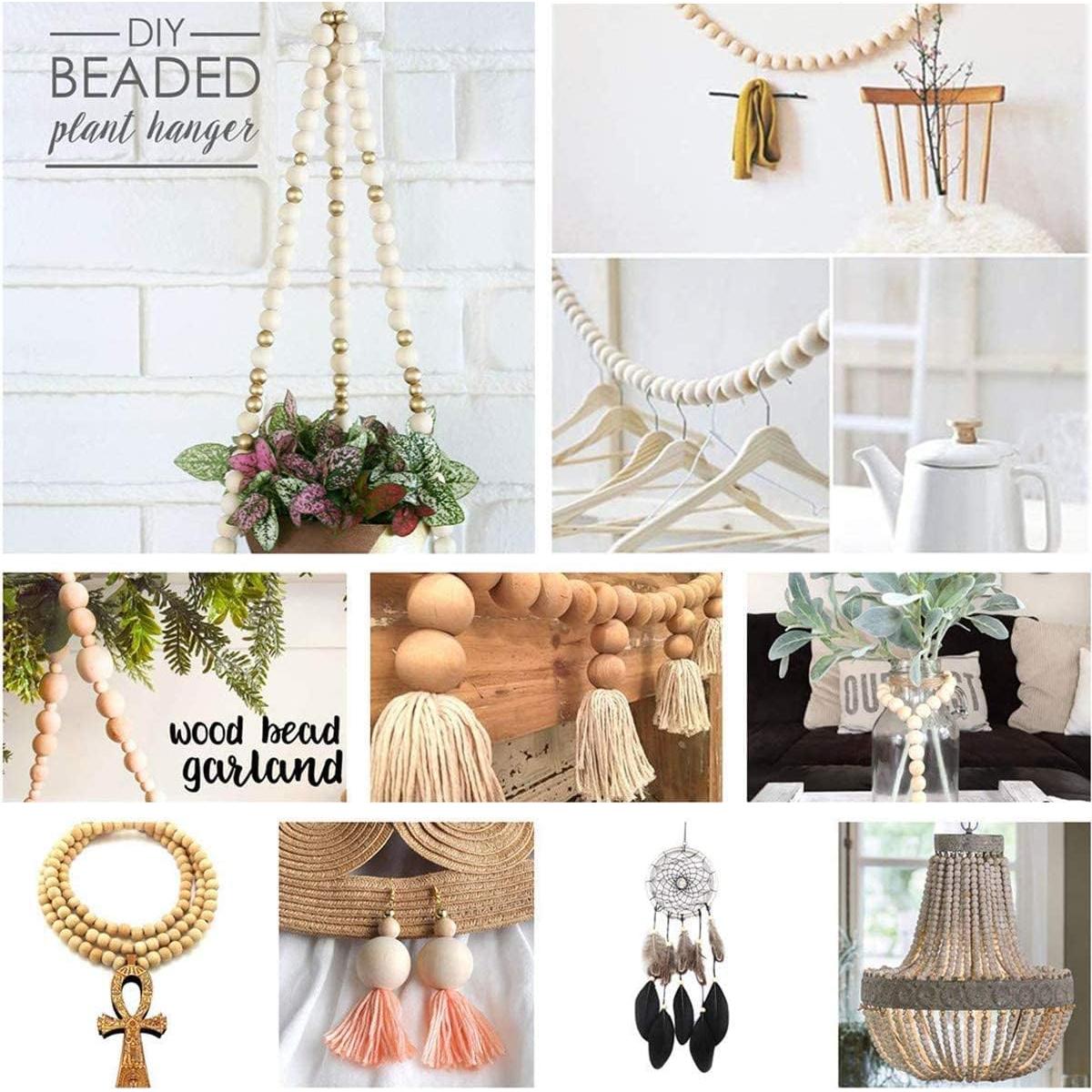 580 Cuentas de Madera Natural FXCROTG para Manualidades DIY