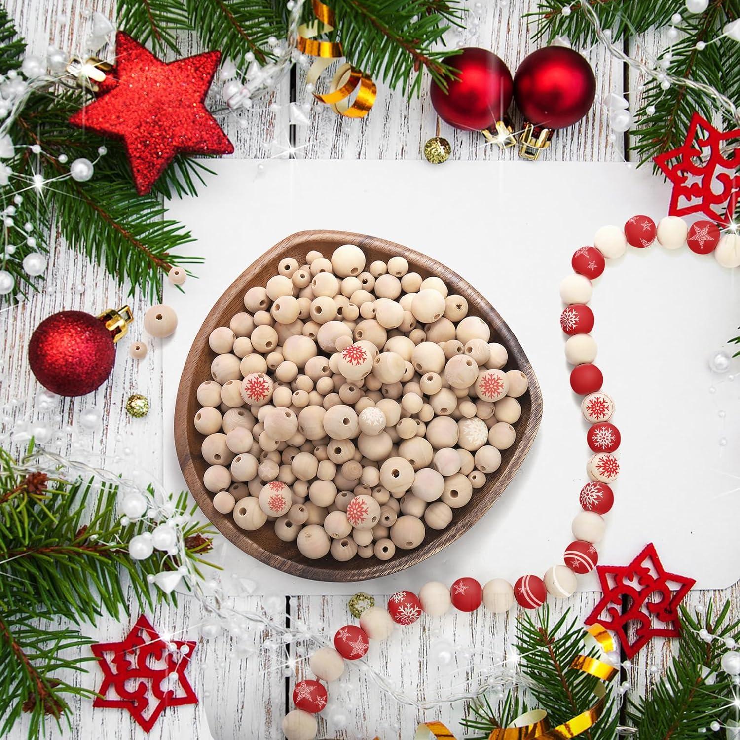 Foraineam Set 1200 Perlas de Madera Redondas 10-20mm DIY