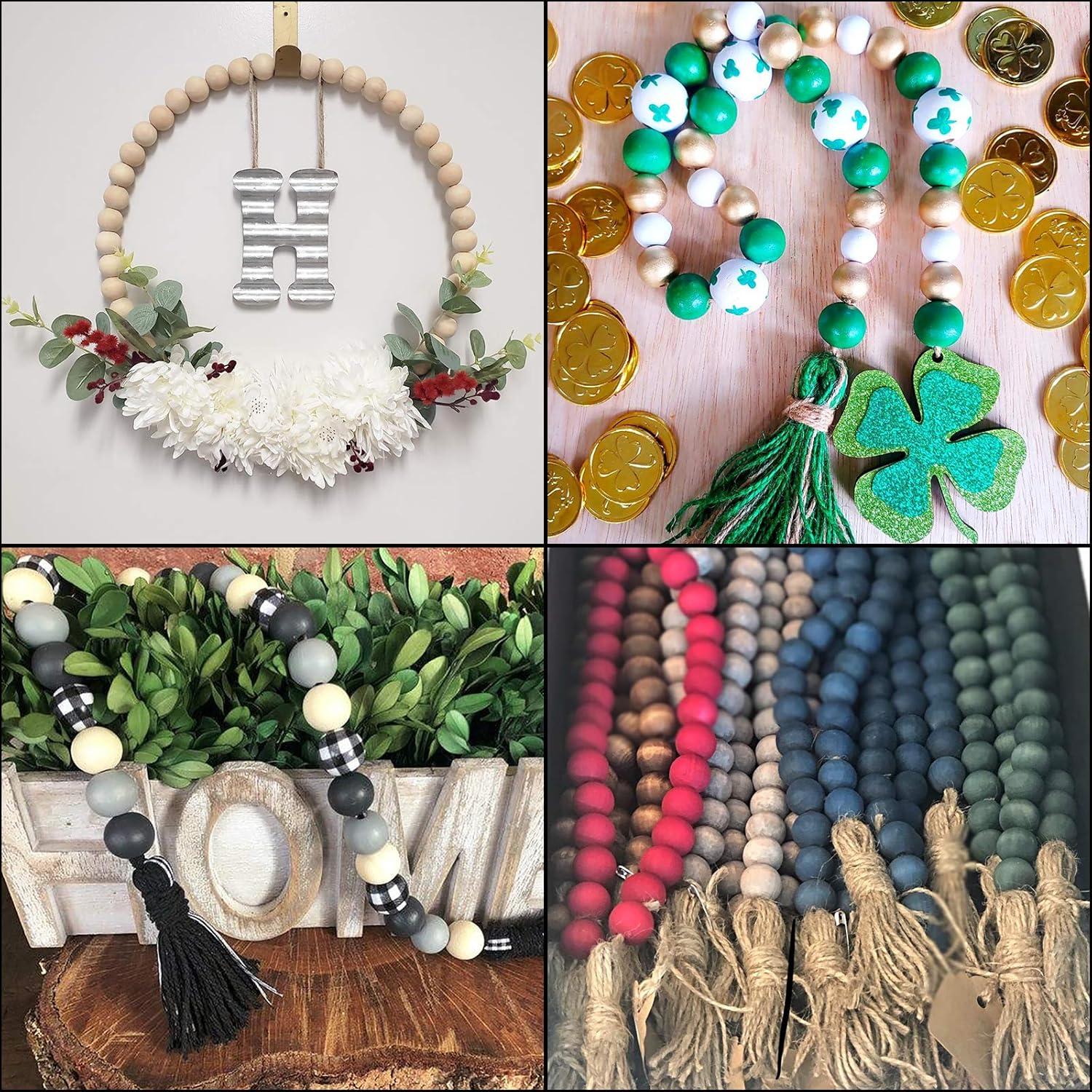 Foraineam Set 1200 Perlas de Madera Redondas 10-20mm DIY