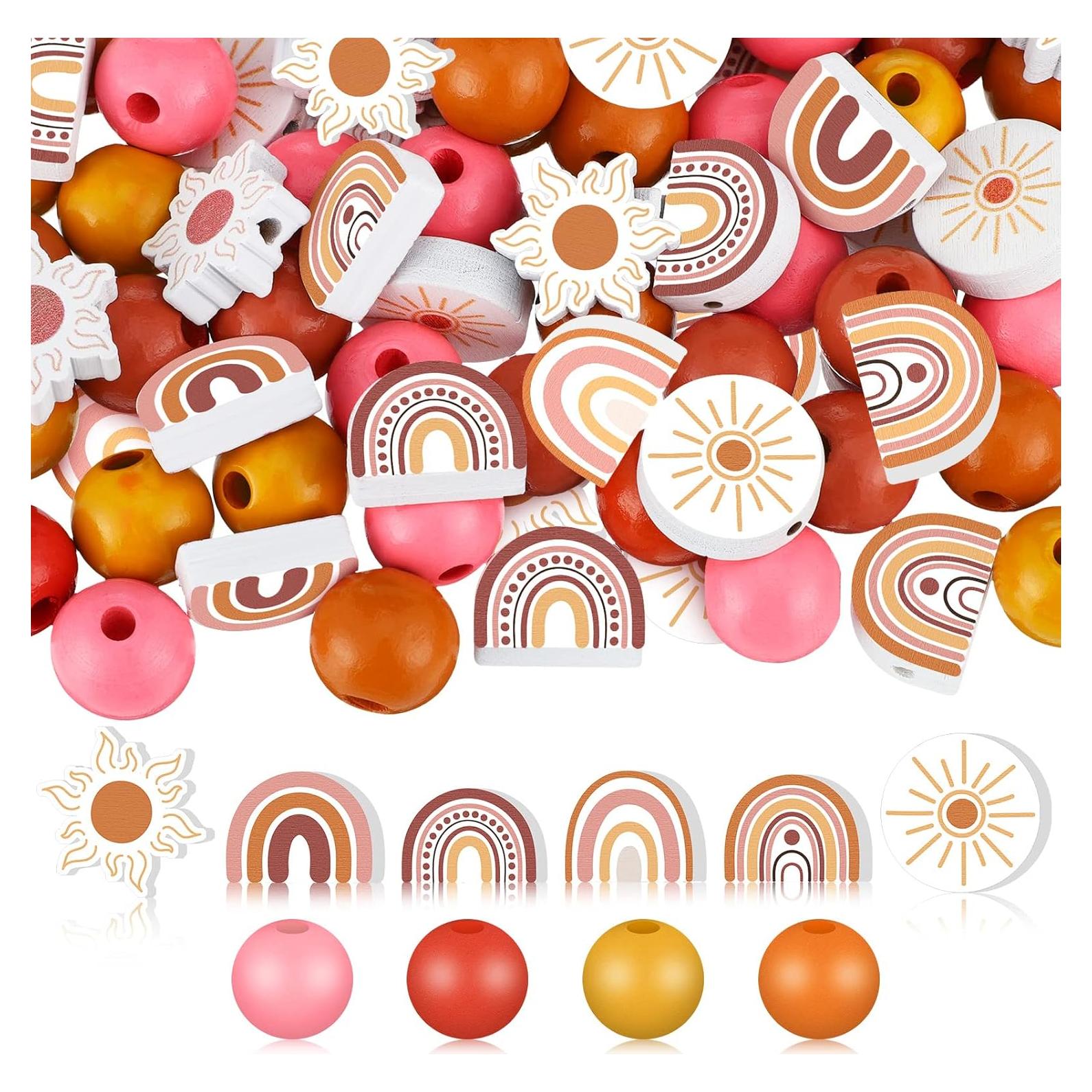 200 Perlas de Madera Arcoíris Waydress para Manualidades DIY