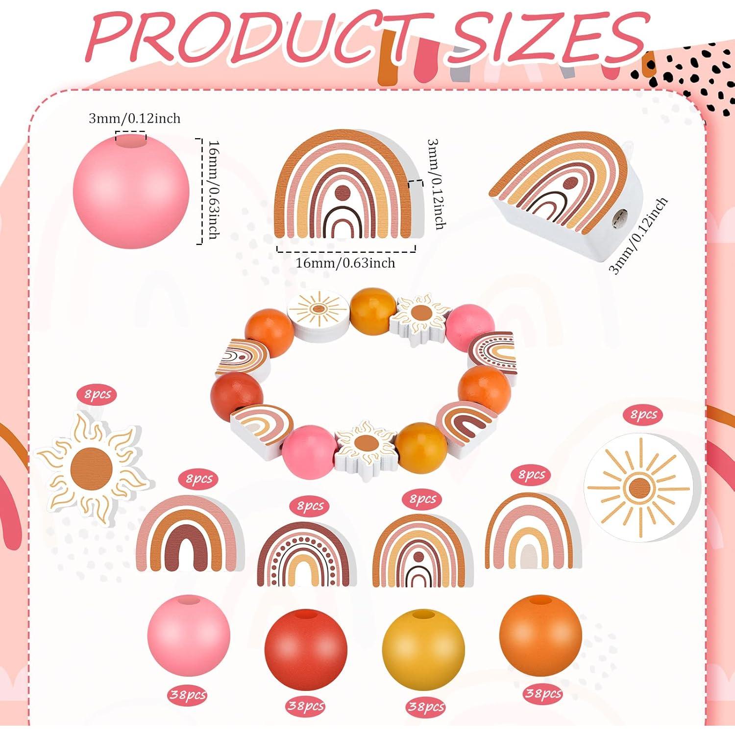 200 Perlas de Madera Arcoíris Waydress para Manualidades DIY