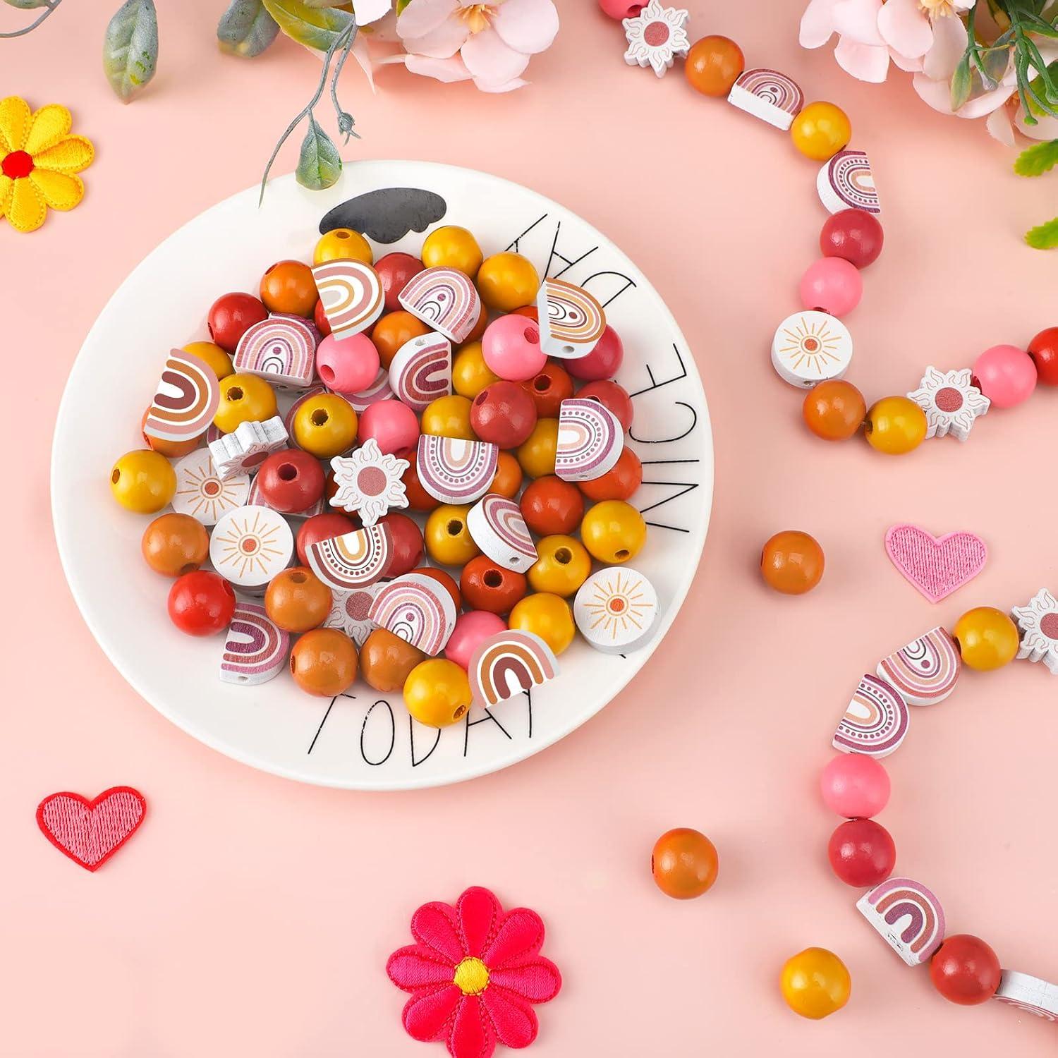 200 Perlas de Madera Arcoíris Waydress para Manualidades DIY