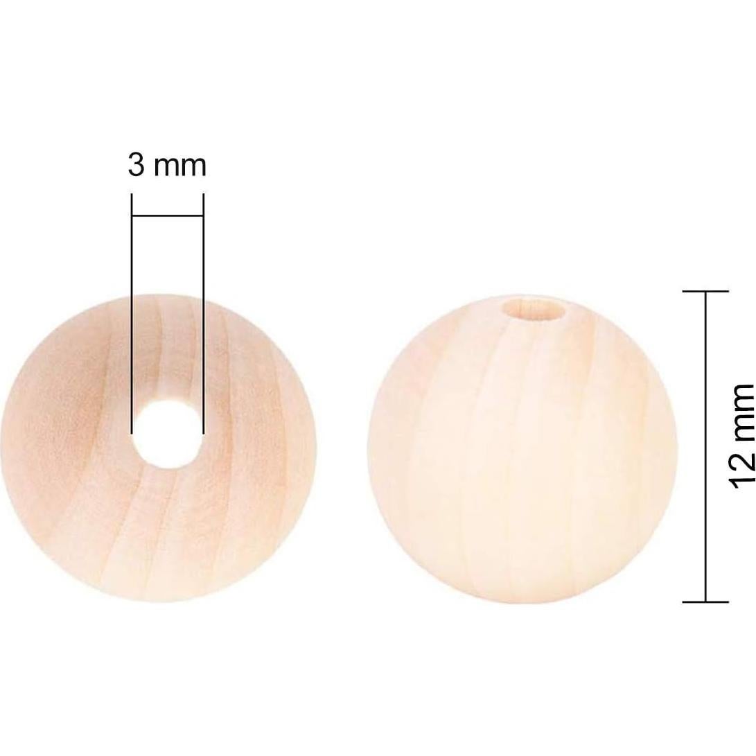 560 Perlas Redondas de Madera Natural FXSALE 12 mm para Manualidades
