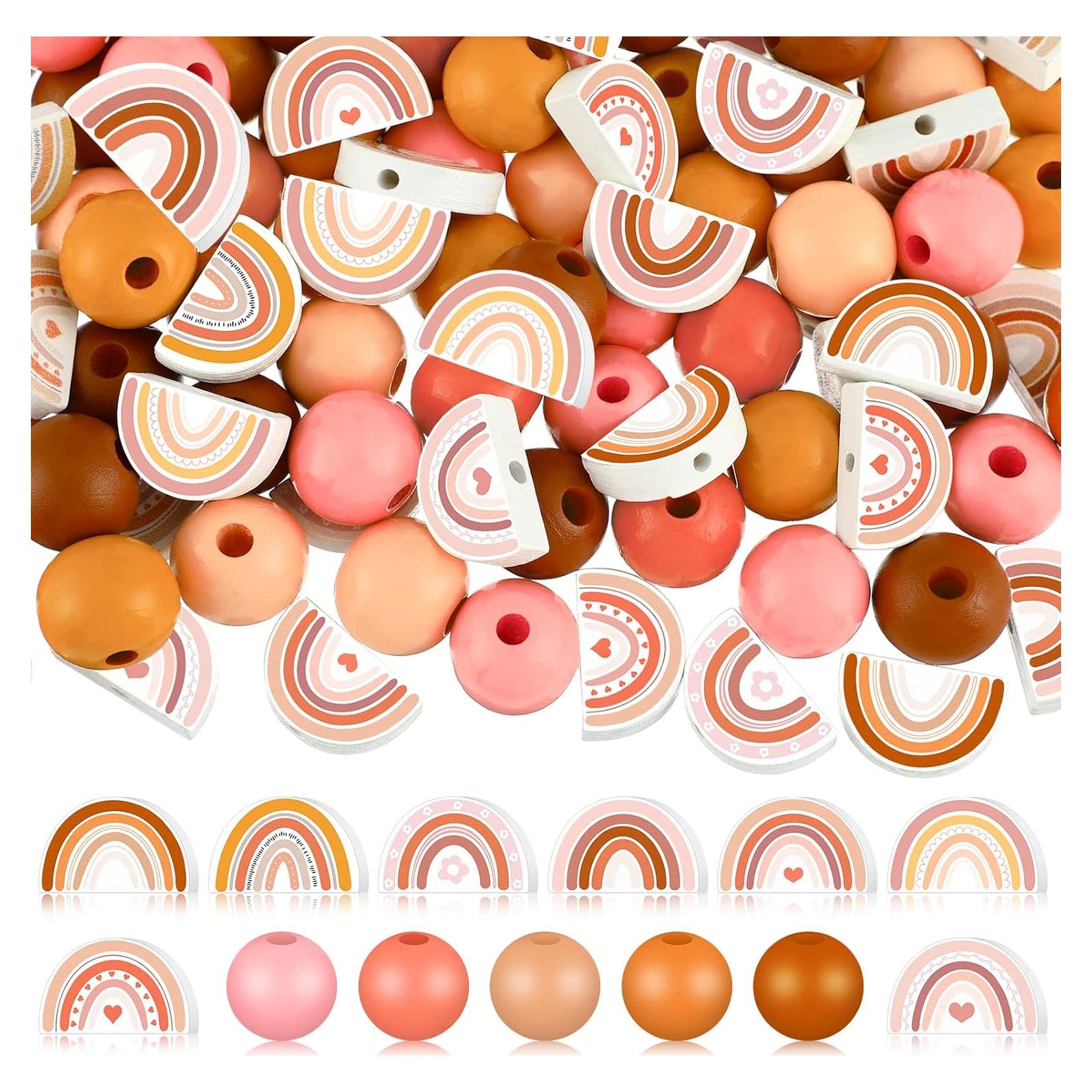 Perlas de Madera Arcoíris Waydress 200 Pcs para DIY Joyería