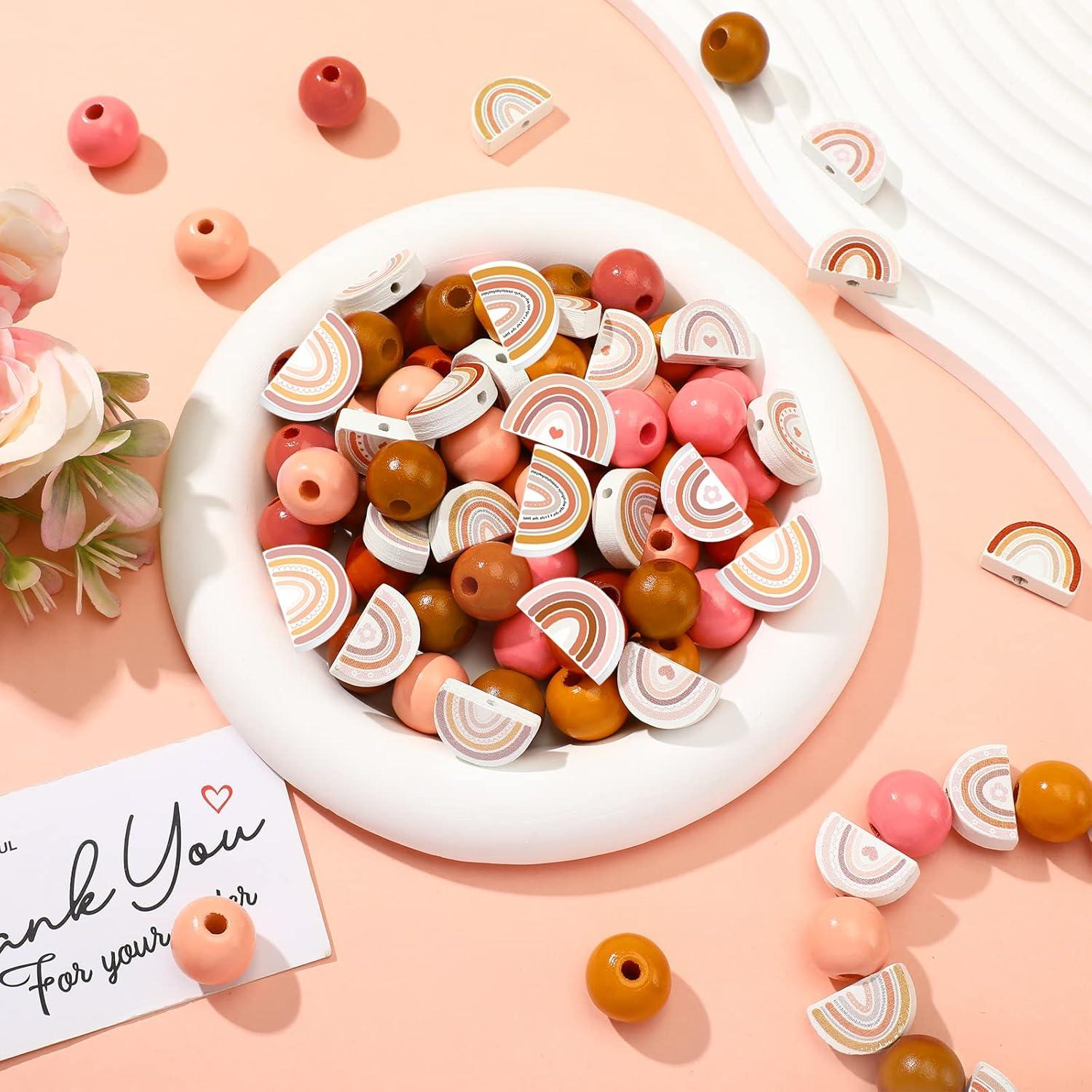 Perlas de Madera Arcoíris Waydress 200 Pcs para DIY Joyería