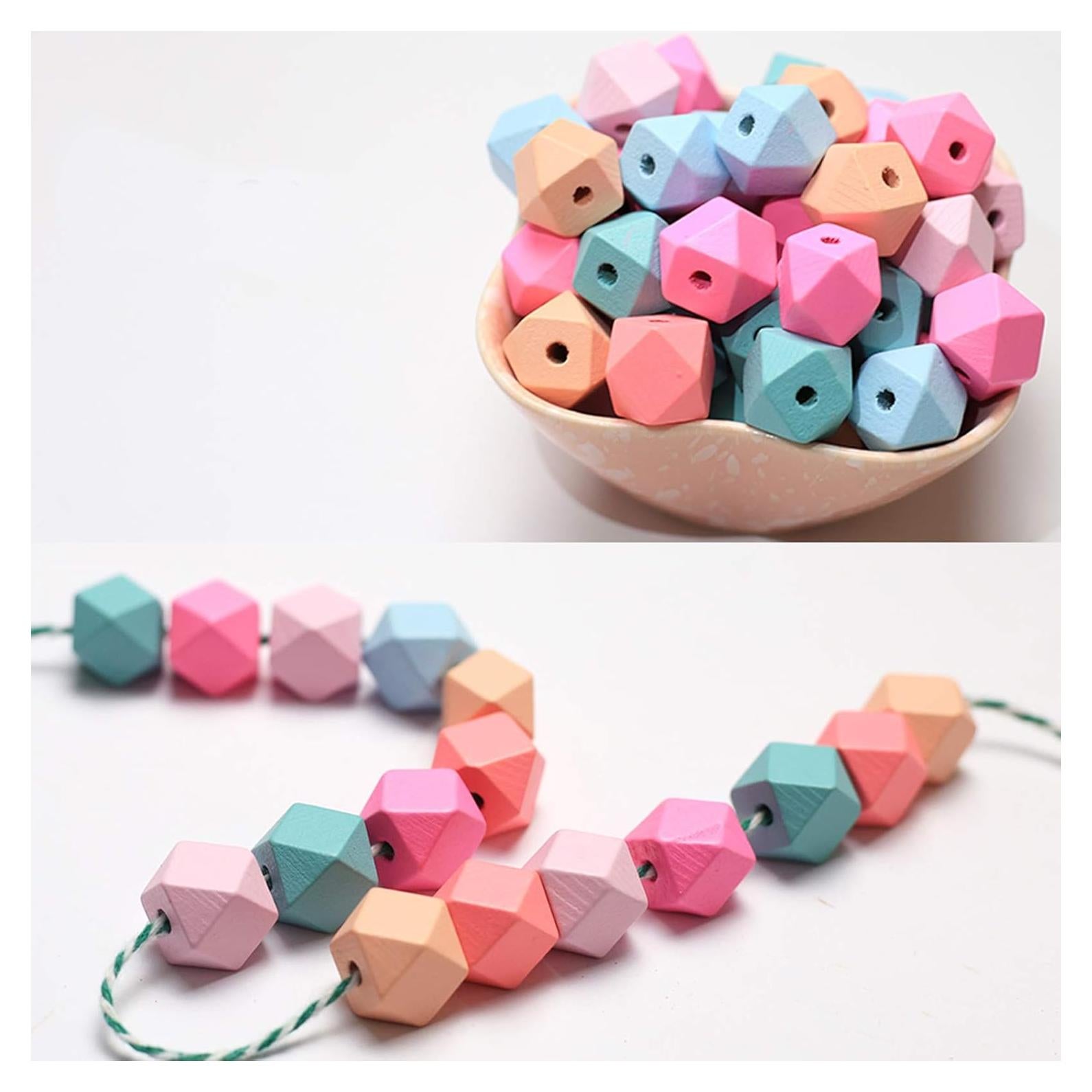 Perlas de Madera DAHI 15mm 70pcs Geométricas para Joyería DIY