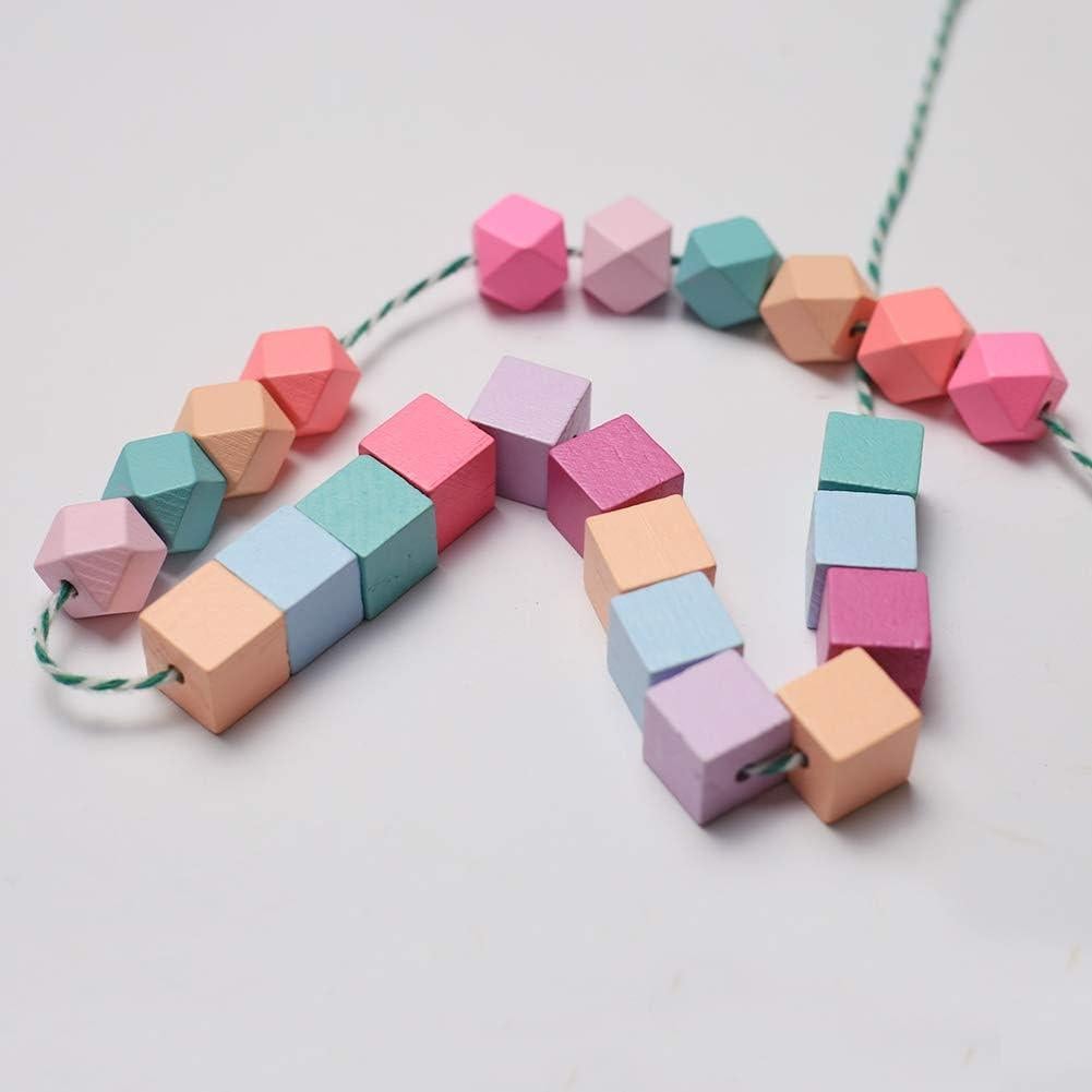 Perlas de Madera DAHI 15mm 70pcs Geométricas para Joyería DIY