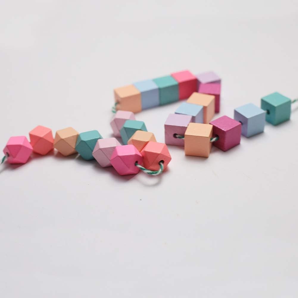 Perlas de Madera DAHI 15mm 70pcs Geométricas para Joyería DIY