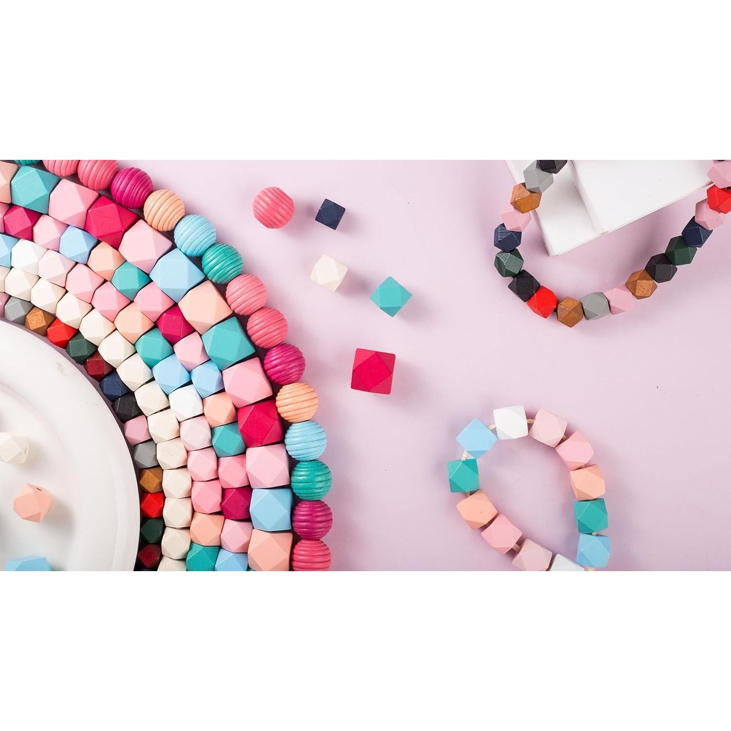 Perlas de Madera DAHI 15mm 70pcs Geométricas para Joyería DIY