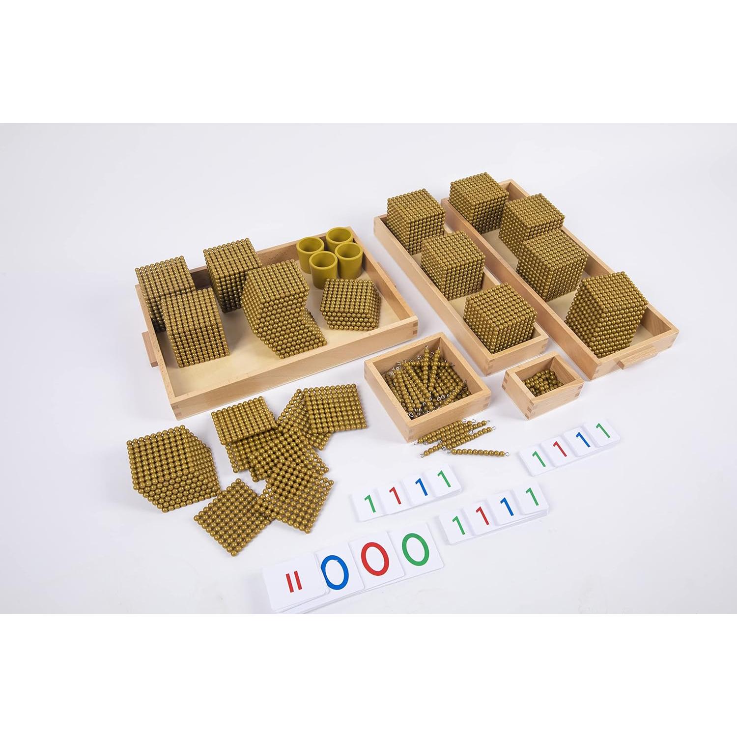 Juego de Matemáticas Montessori Adena - Cuentas Doradas 100 Unidades