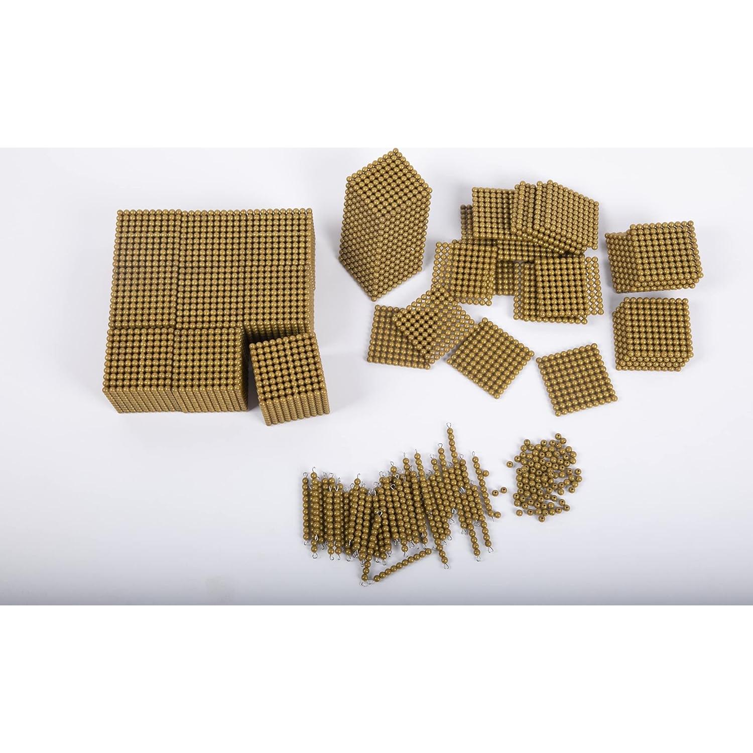 Juego de Matemáticas Montessori Adena - Cuentas Doradas 100 Unidades