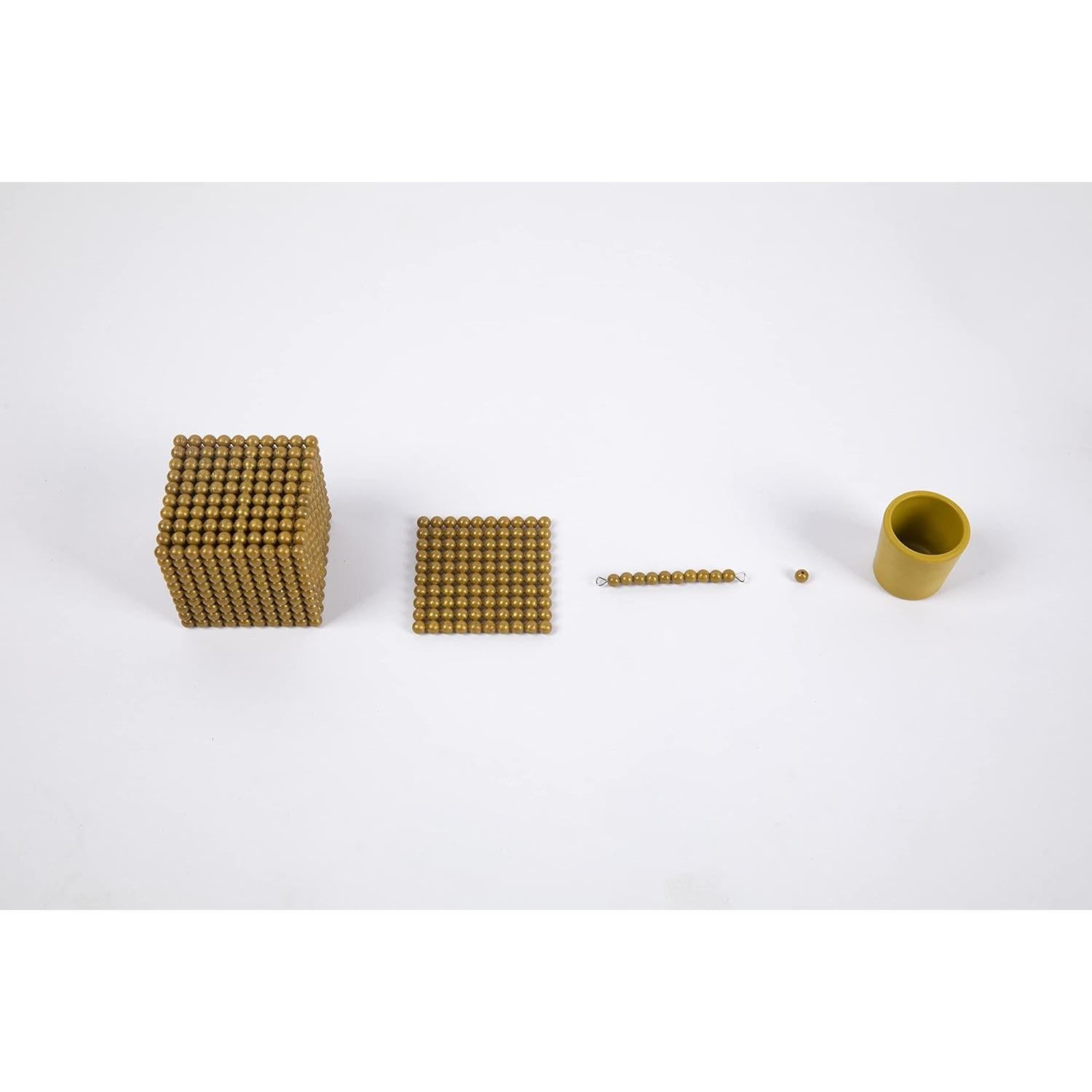 Juego de Matemáticas Montessori Adena - Cuentas Doradas 100 Unidades