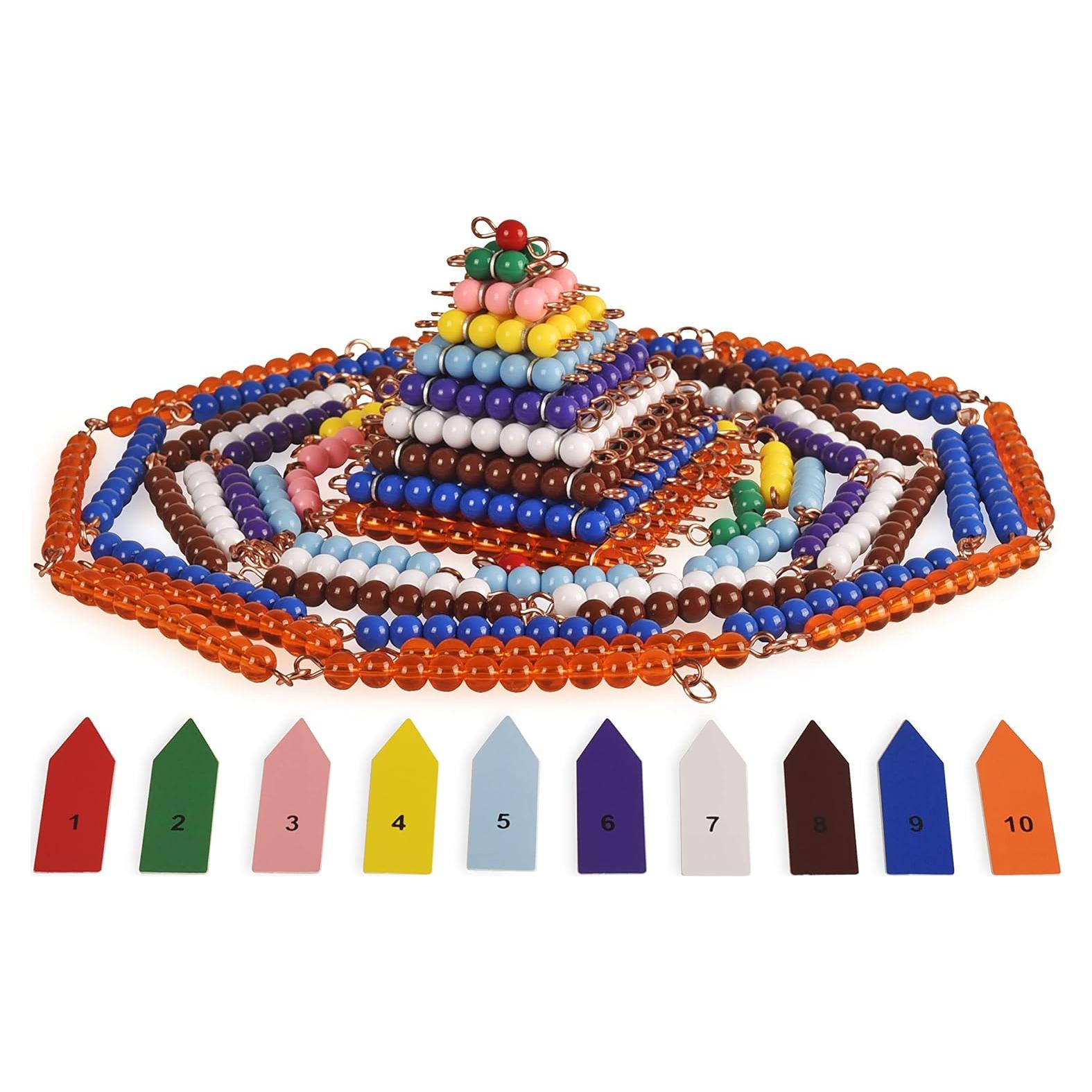 Cadenas y Cuadrados de Perlas Montessori BOHS - Juguete Educativo 3+