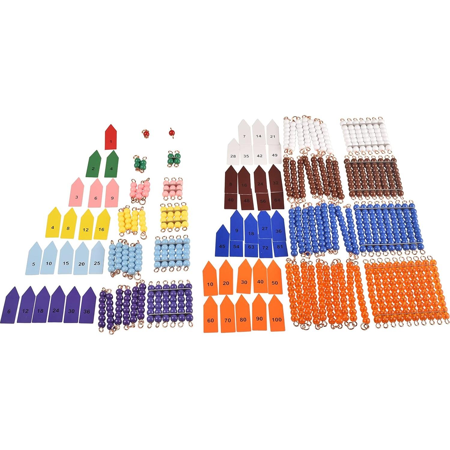 Cadenas y Cuadrados de Perlas Montessori BOHS - Juguete Educativo 3+