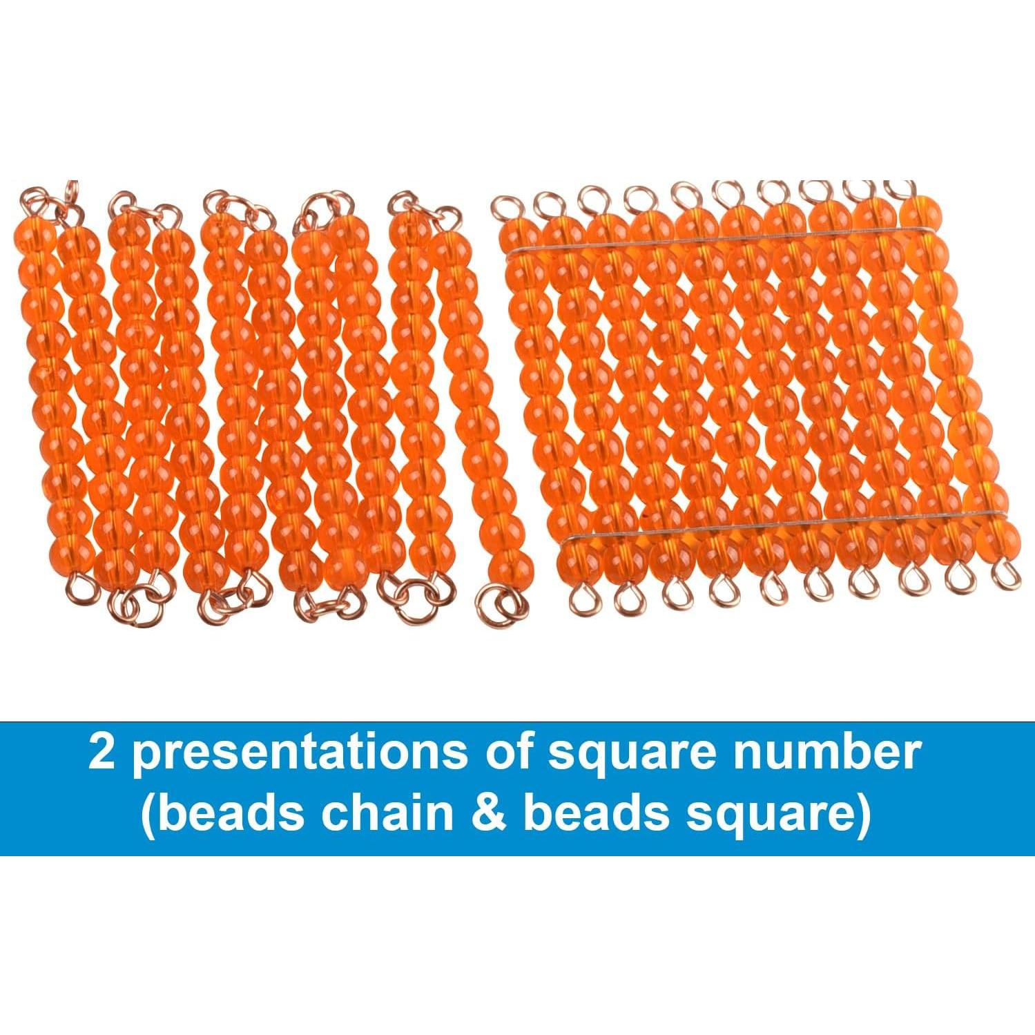 Cadenas y Cuadrados de Perlas Montessori BOHS - Juguete Educativo 3+