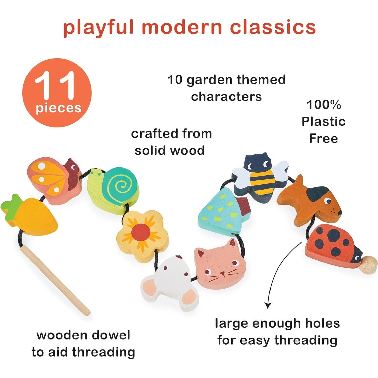 Cuentas de Enhebrado de Jardín Mentari - 11 Piezas de Madera