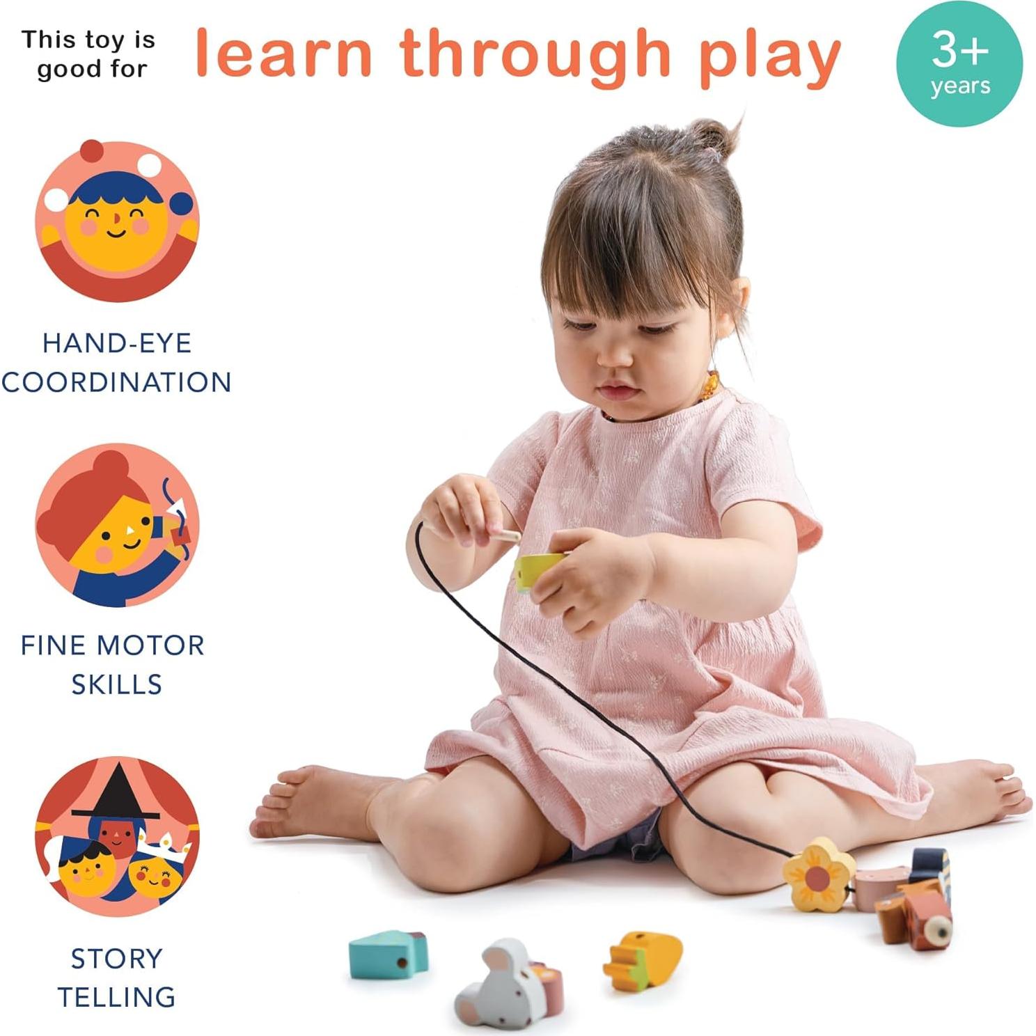 Cuentas de Enhebrado de Jardín Mentari - 11 Piezas de Madera