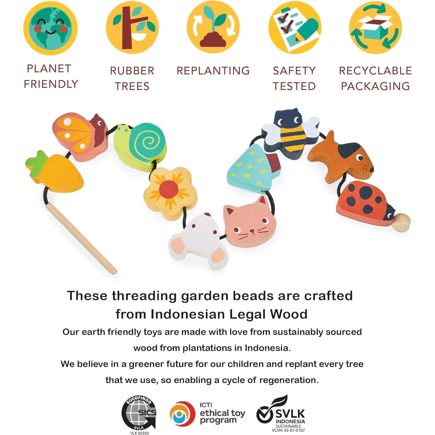 Cuentas de Enhebrado de Jardín Mentari - 11 Piezas de Madera