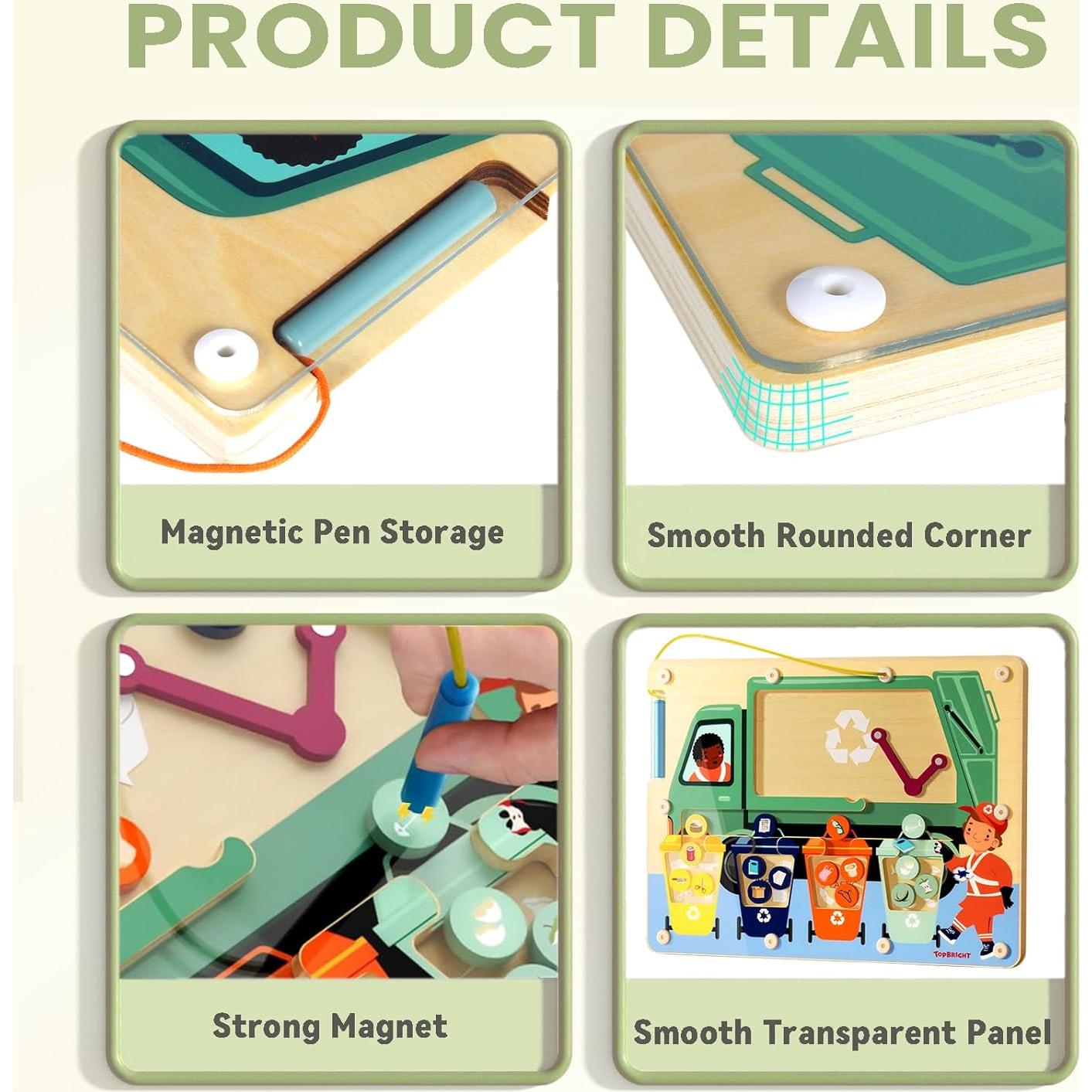 Juguete Montessori TOP BRIGHT Rampas de Autos y Laberinto Magnético