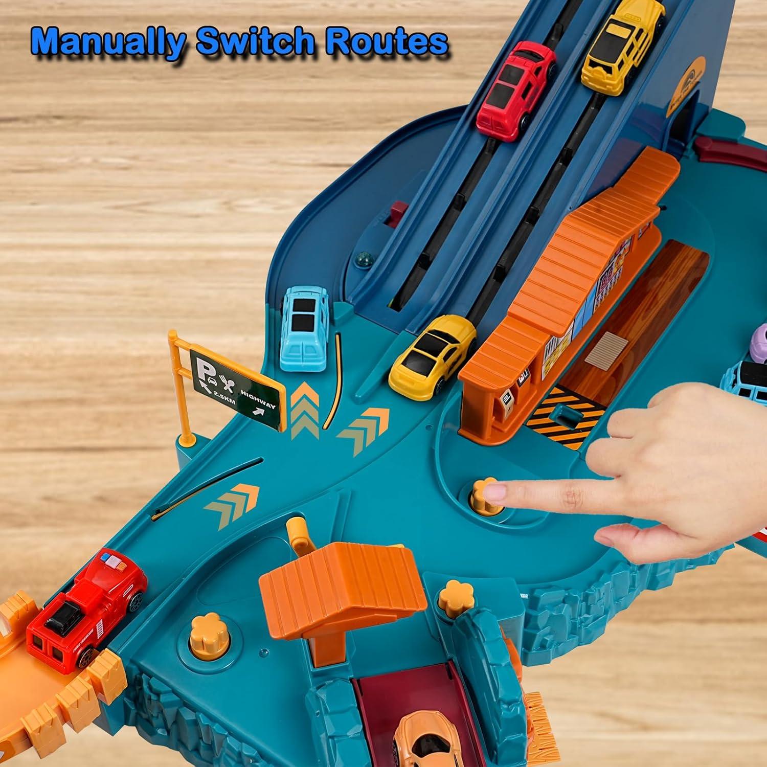 Pista de Coches de Juguete MAKUQI Ciudad con 12 Vehículos