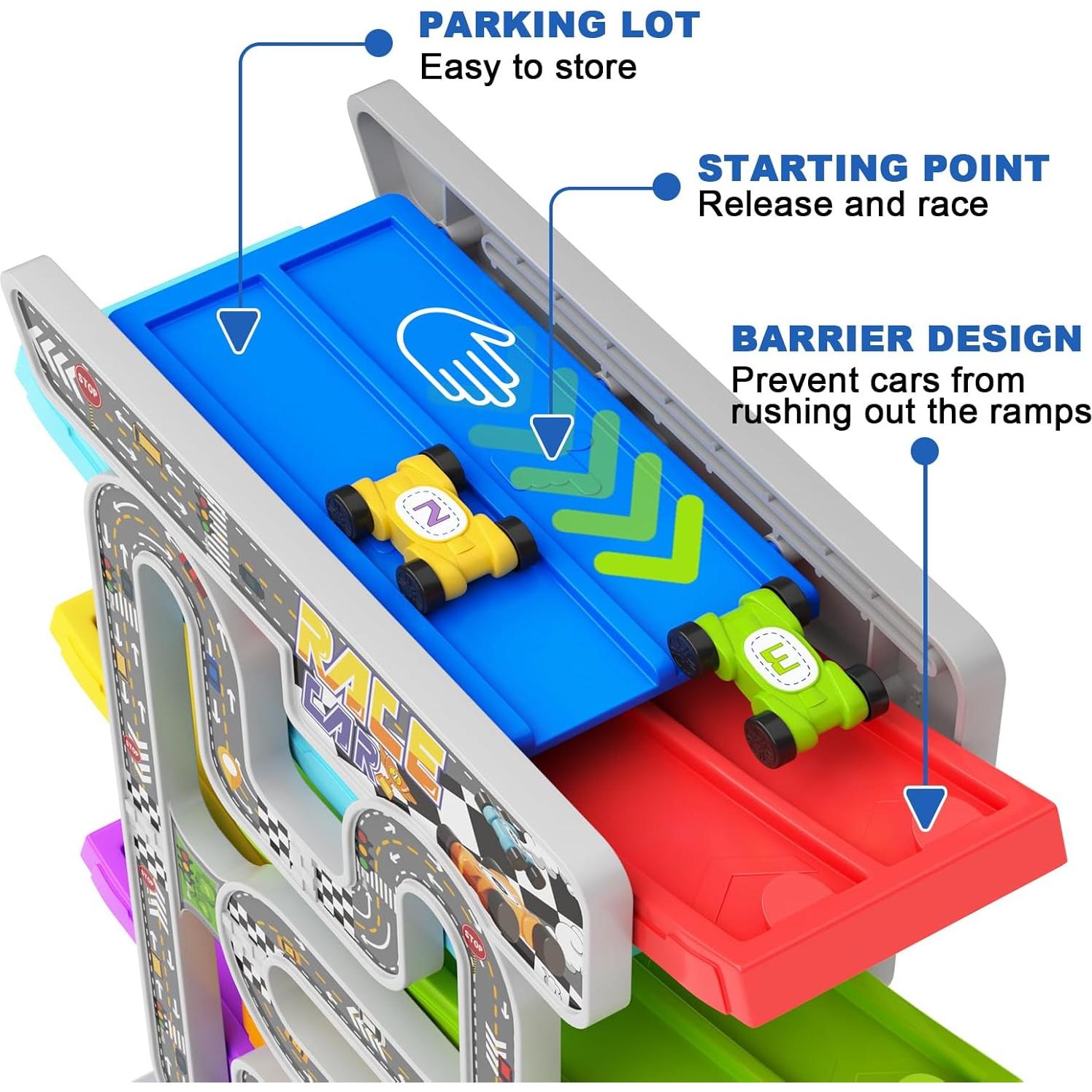 Juguete de Rampa de Coche Doble Pista aotipol con 10 Coches