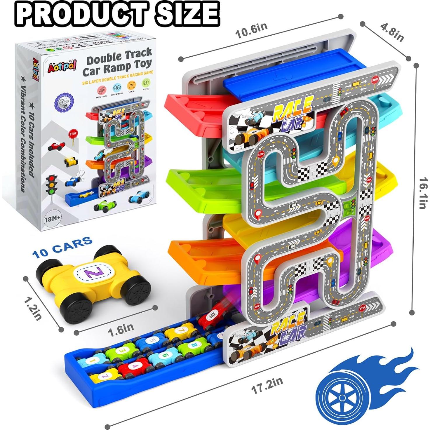Juguete de Rampa de Coche Doble Pista aotipol con 10 Coches