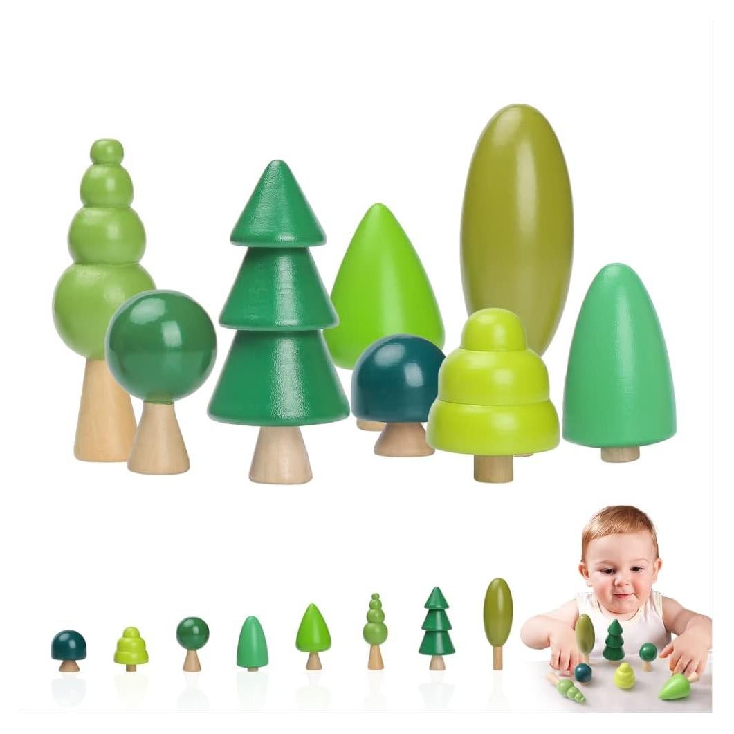 Juguetes de Árboles de Madera Youuys - 8 Piezas Miniatura Montessori