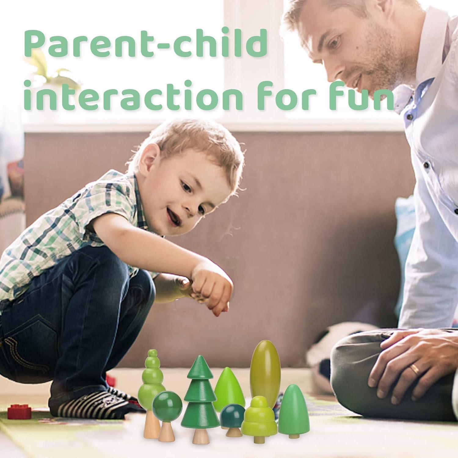 Juguetes de Árboles de Madera Youuys - 8 Piezas Miniatura Montessori