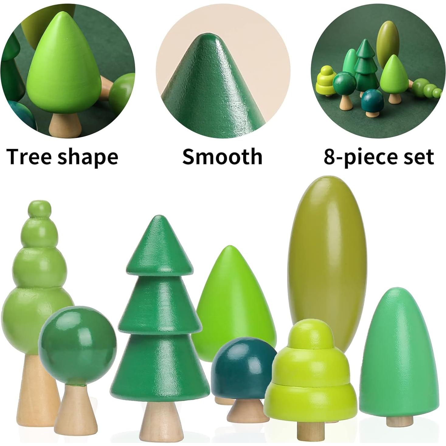 Juguetes de Árboles de Madera Youuys - 8 Piezas Miniatura Montessori