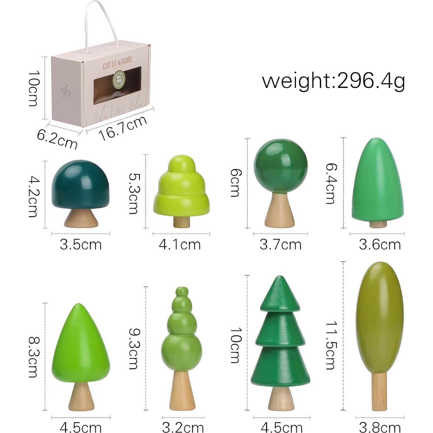 Juguetes de Árboles de Madera Youuys - 8 Piezas Miniatura Montessori