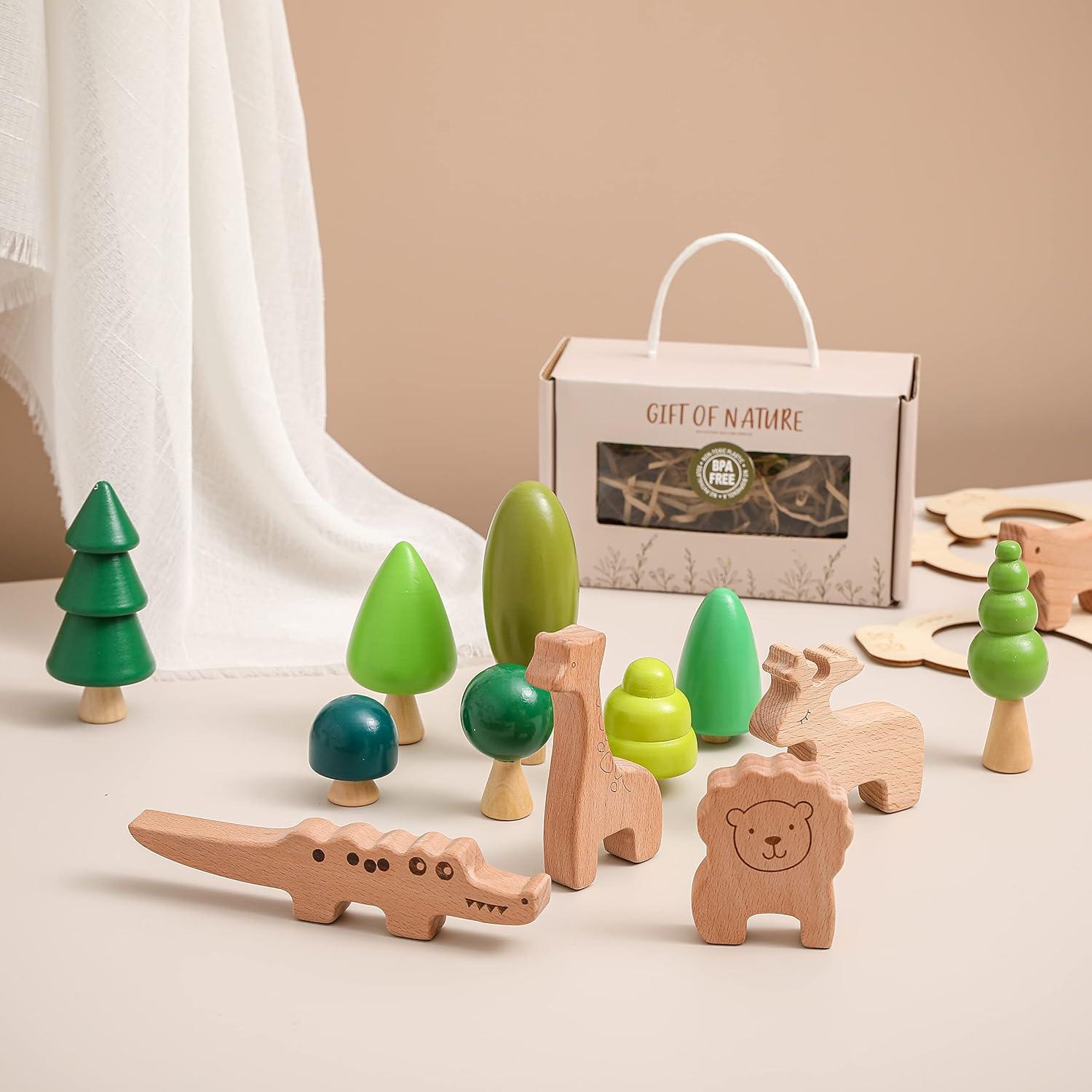 Juguetes de Árboles de Madera Youuys - 8 Piezas Miniatura Montessori
