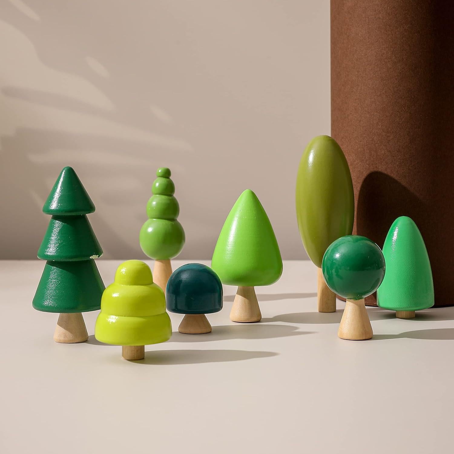 Juguetes de Árboles de Madera Youuys - 8 Piezas Miniatura Montessori