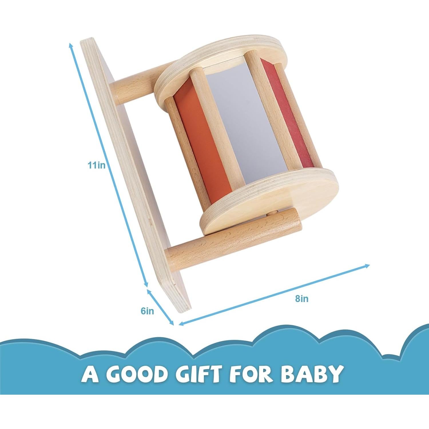 Tambor Giratorio Montessori de Madera para Bebés 6-12 Meses