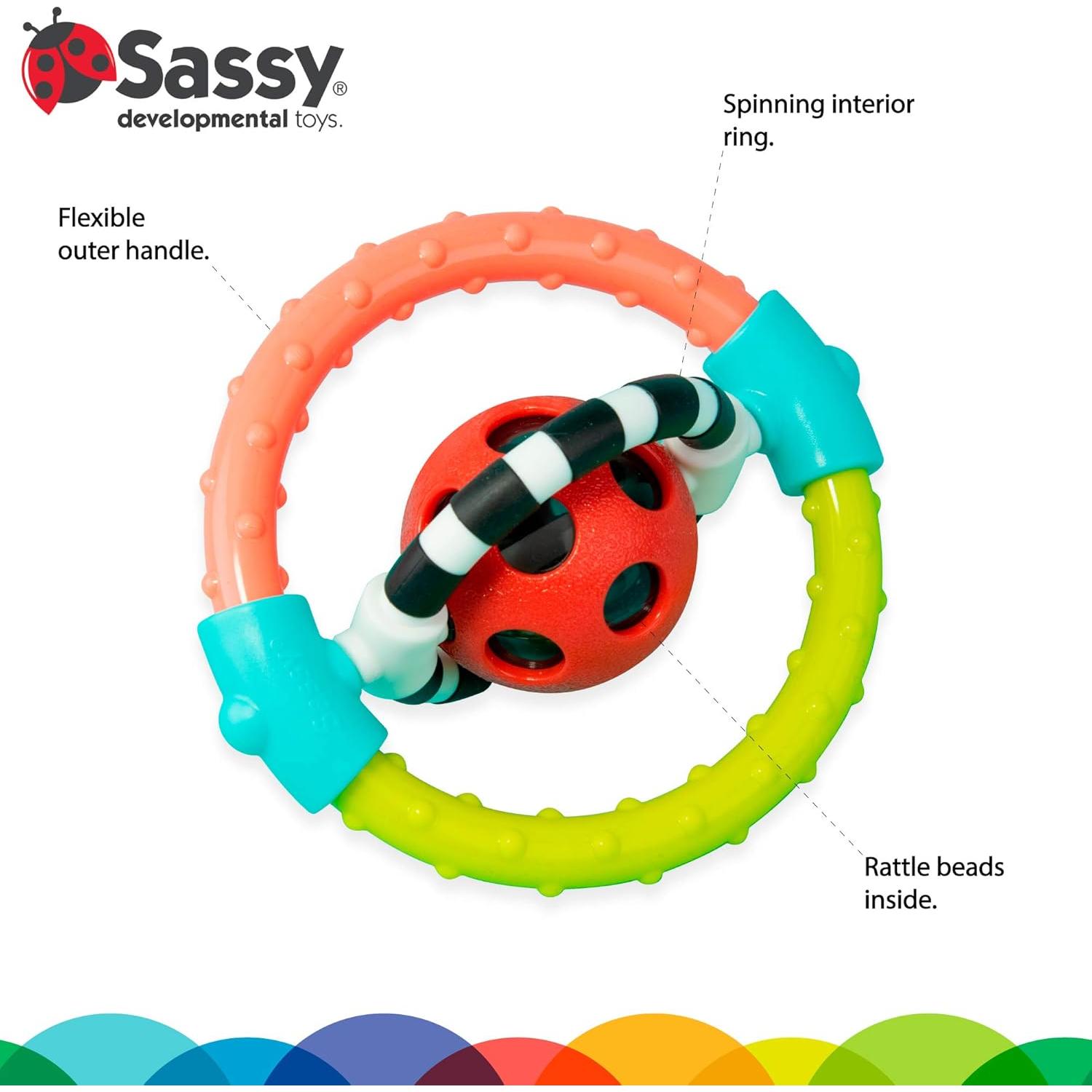Anillo de Sonajero Flex Sassy Spin and Chew - 2 Unidades