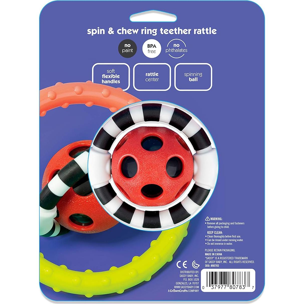 Anillo de Sonajero Flex Sassy Spin and Chew - 2 Unidades