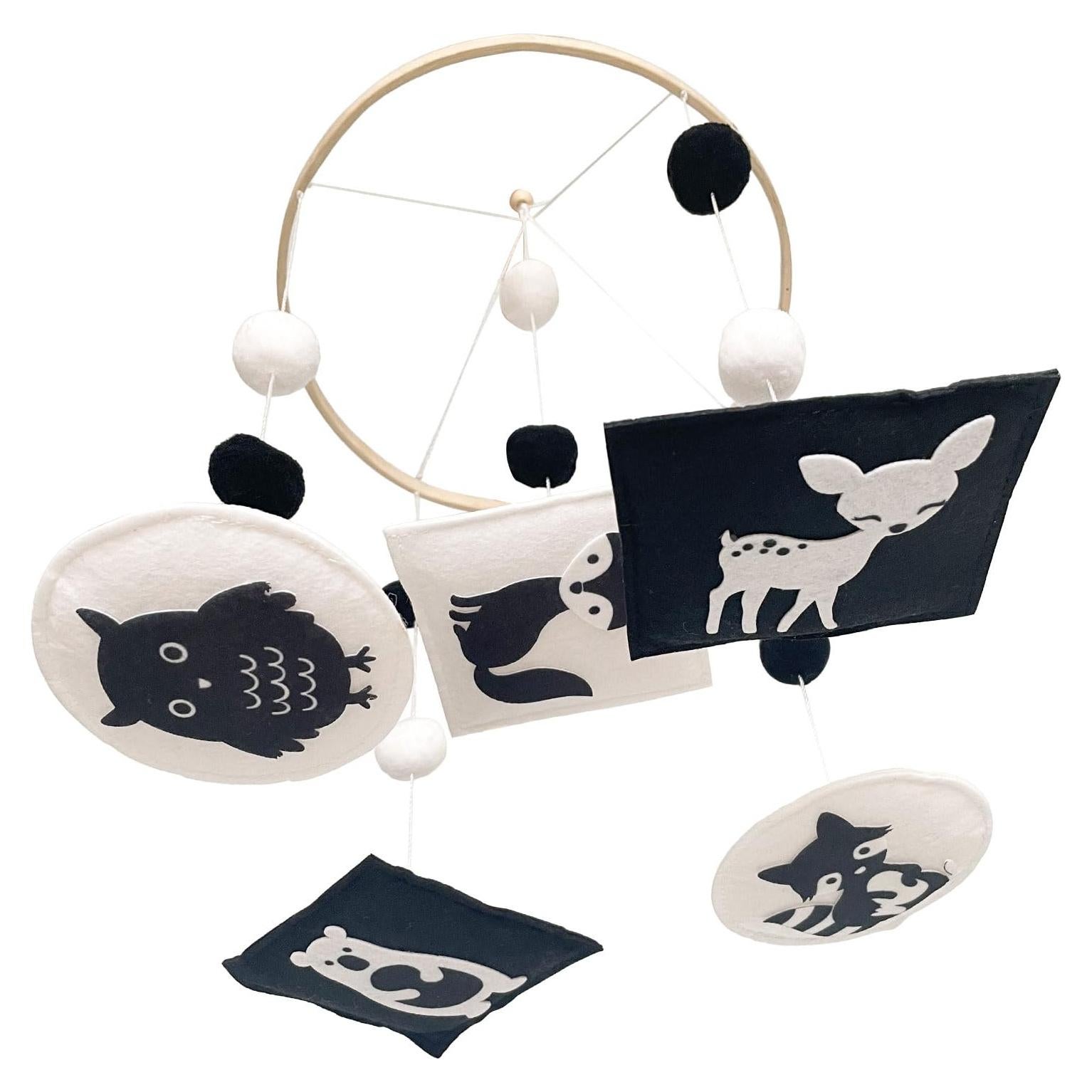 Móvil Montessori Vlokup Bosque en Blanco y Negro 50 cm