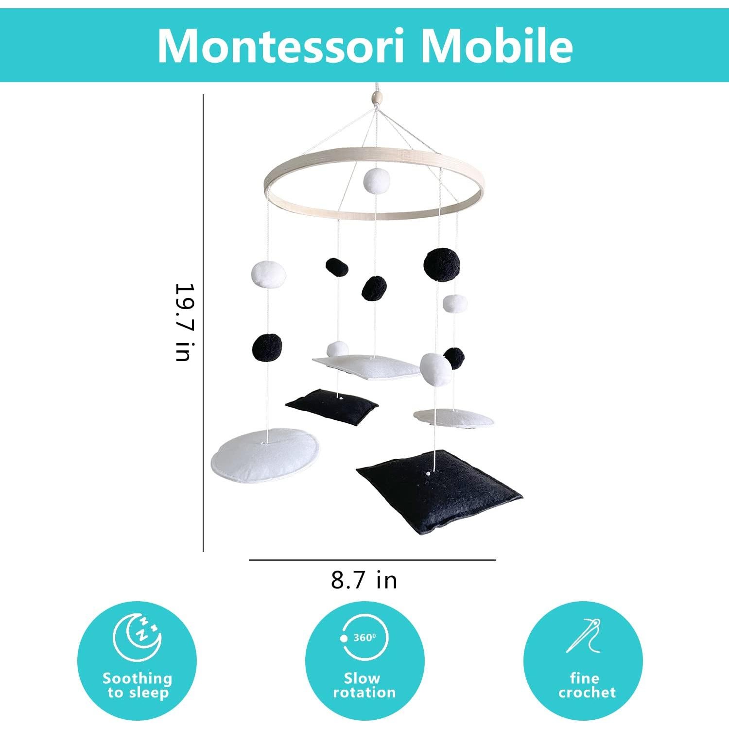 Móvil Montessori Vlokup Bosque en Blanco y Negro 50 cm