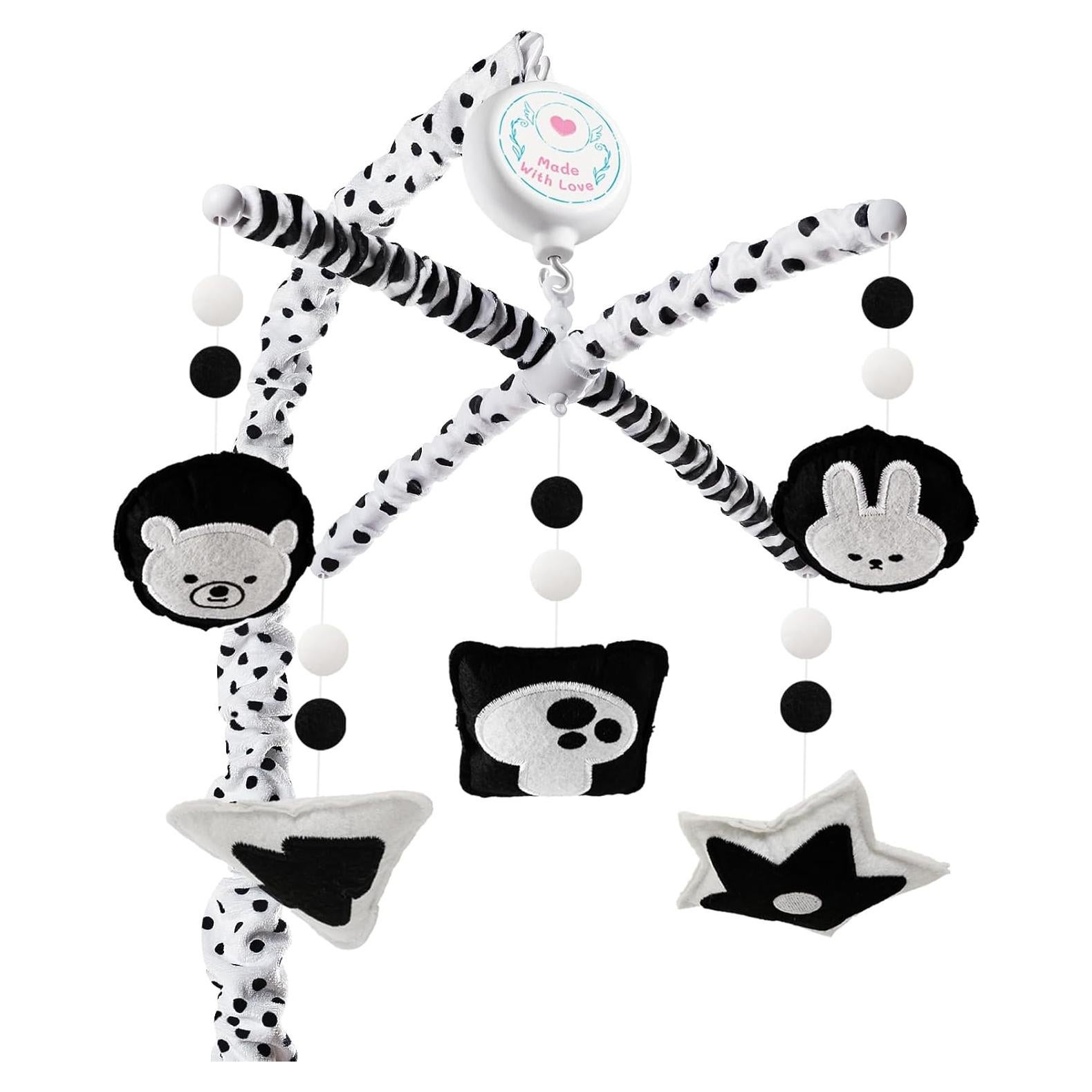 Móvil de Cuna Montessori con Música - Blanco y Negro