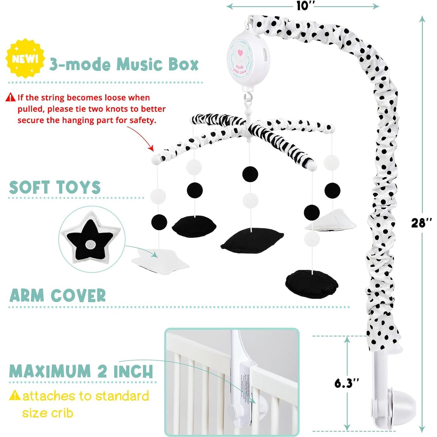 Móvil de Cuna Montessori con Música - Blanco y Negro