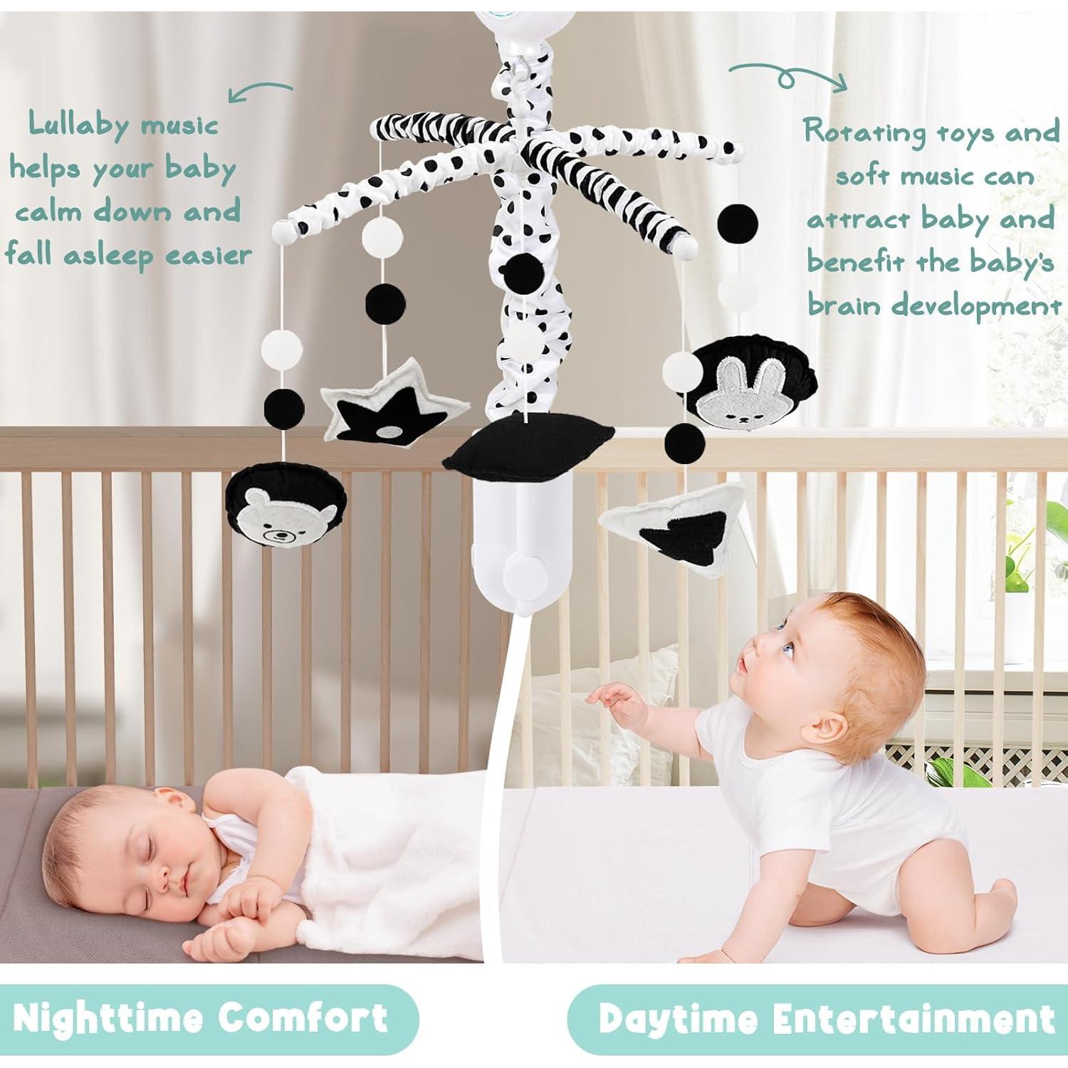 Móvil de Cuna Montessori con Música - Blanco y Negro