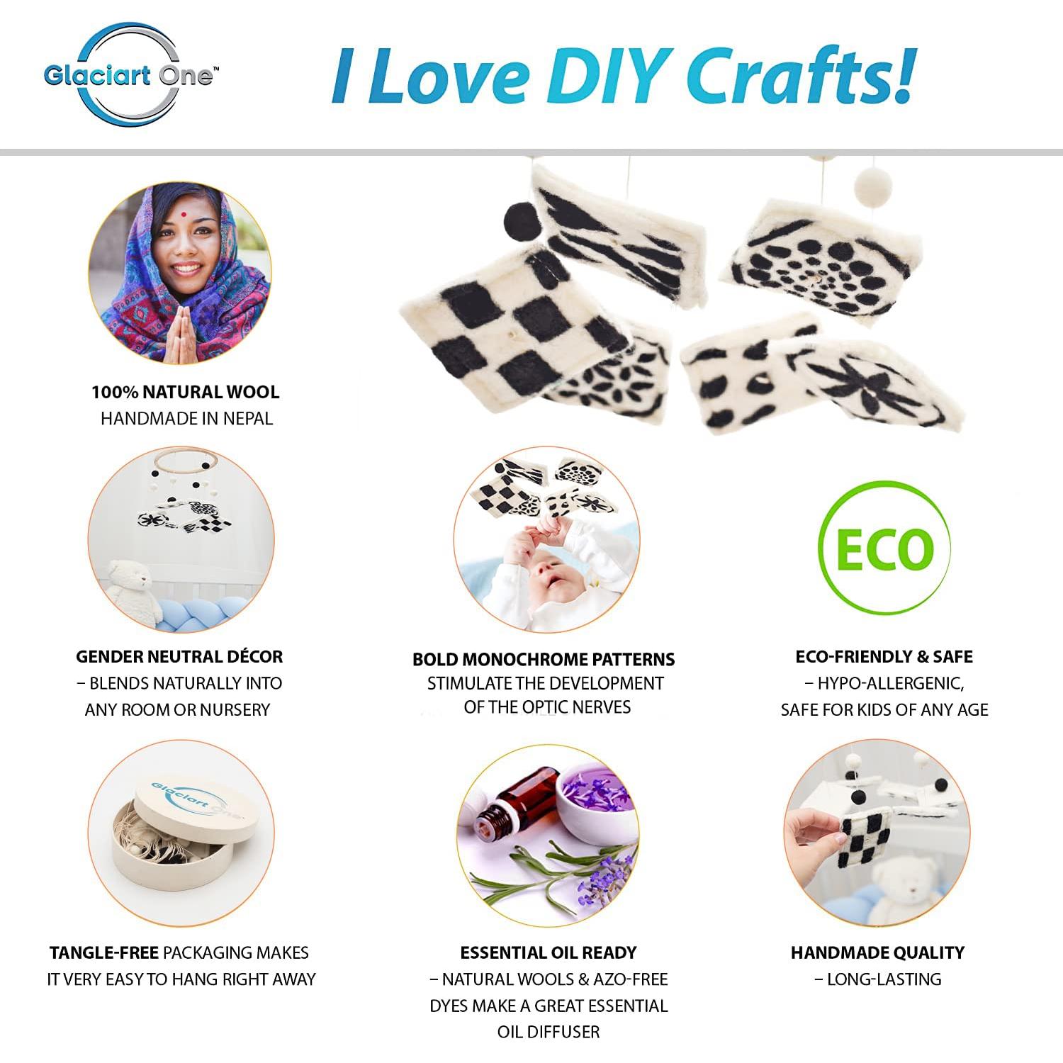 Móvil para Cuna Glaciart One Negro y Blanco - Estimula Habilidades