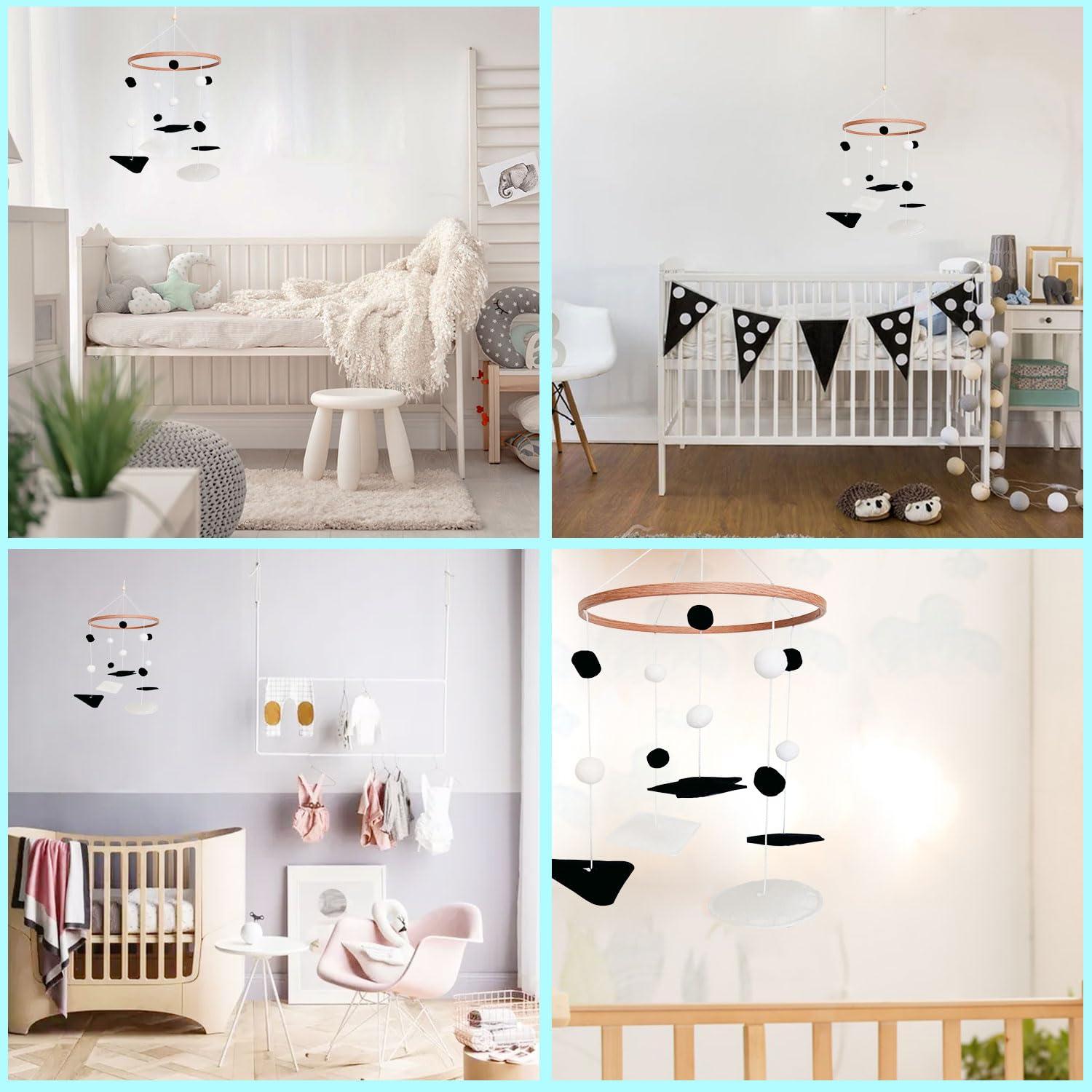 Móvil Montessori para cuna Vlokup Safari en blanco y negro