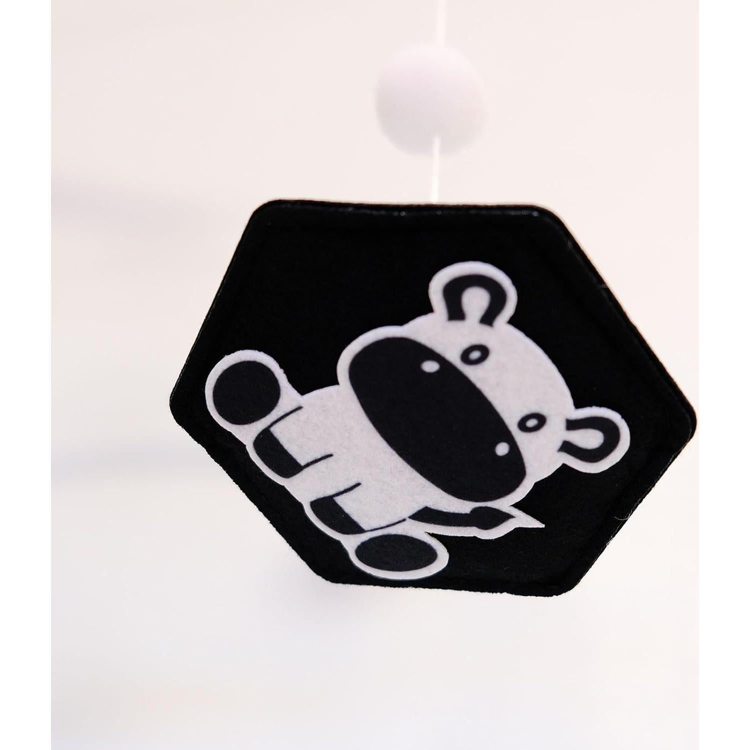 Móvil Montessori para cuna Vlokup Safari en blanco y negro