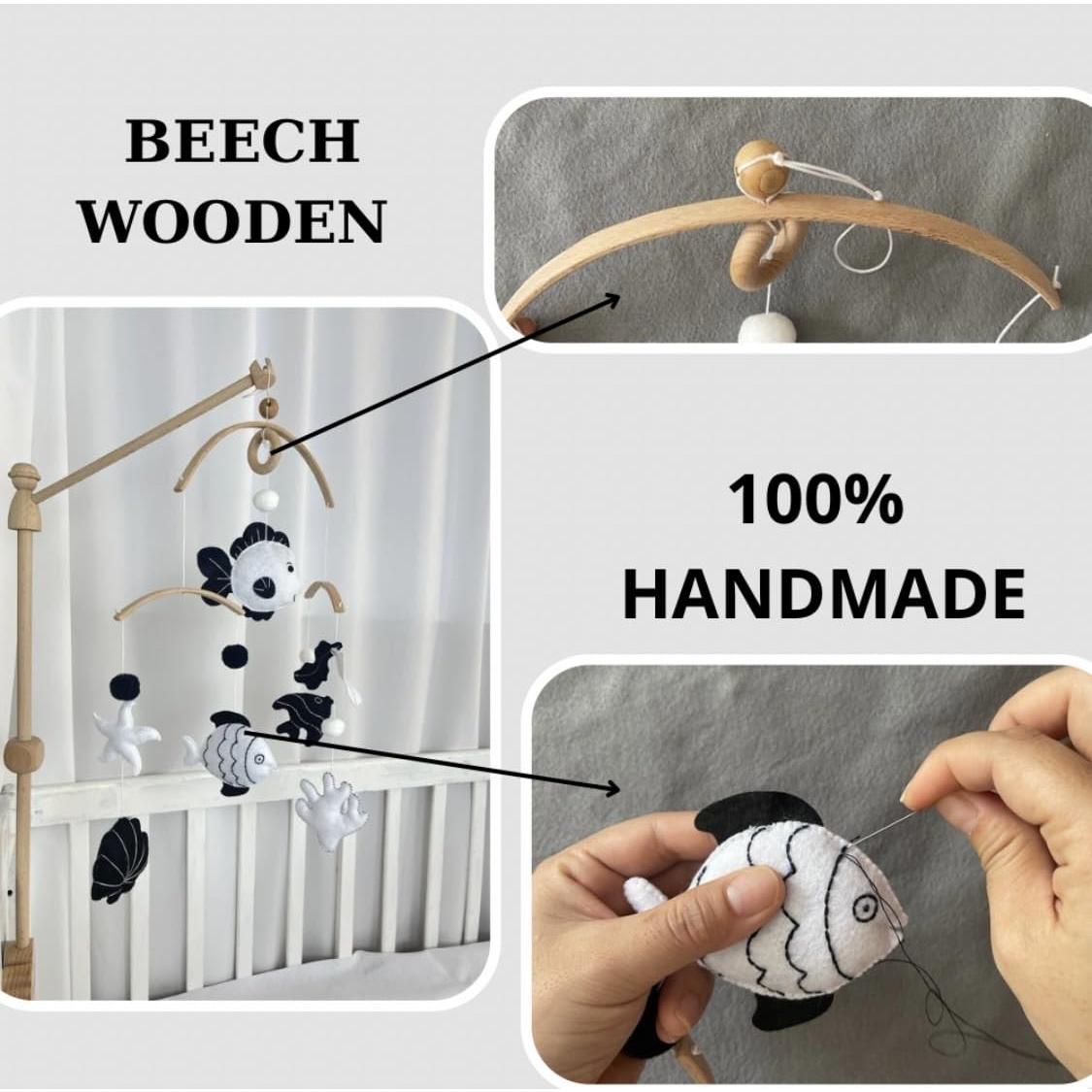 Móvil Montessori para Bebés VN3BTOY - Hecho a Mano en Fieltro y Madera